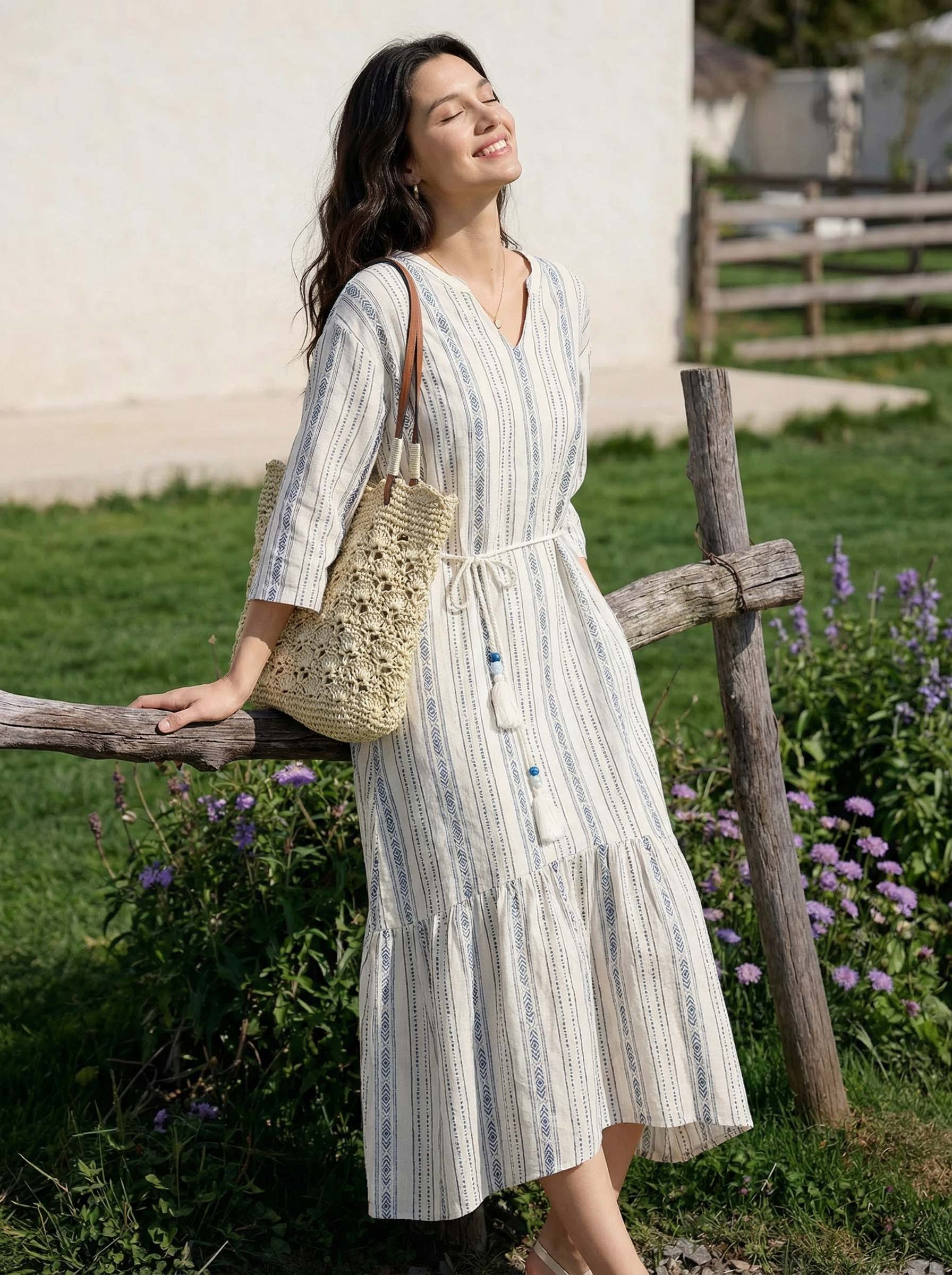 Crochet Woven Fan-Shape Shoulder Tote Bag by LINTICO
