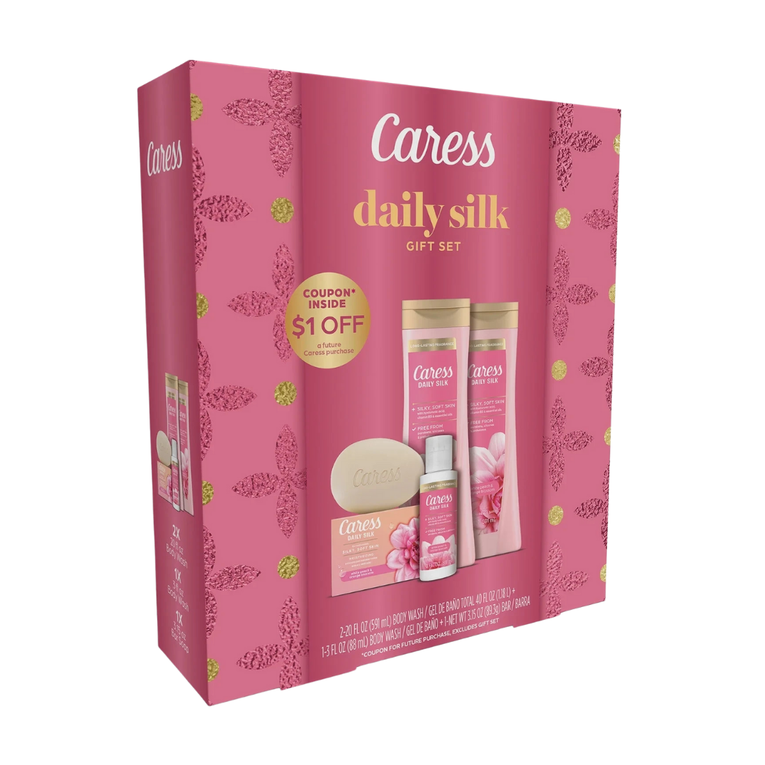 Caress Daily Silk White Peach & Orange Blossom Gift Set for Women (4-Piece Set) by Farmacias Savia