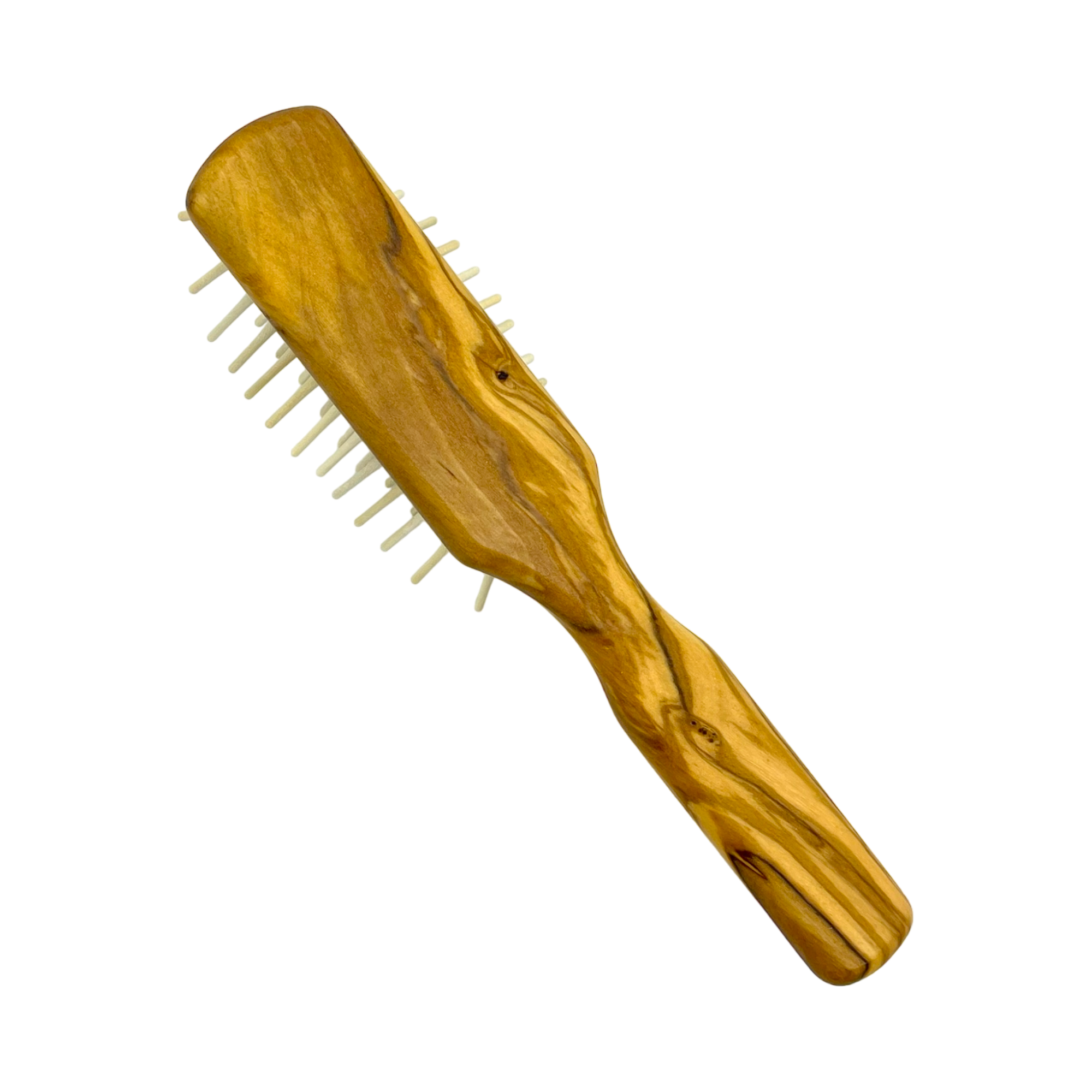 Dural Olive wood rubber cushion hair brush with long wooden pins by Pasteur Pharmacy