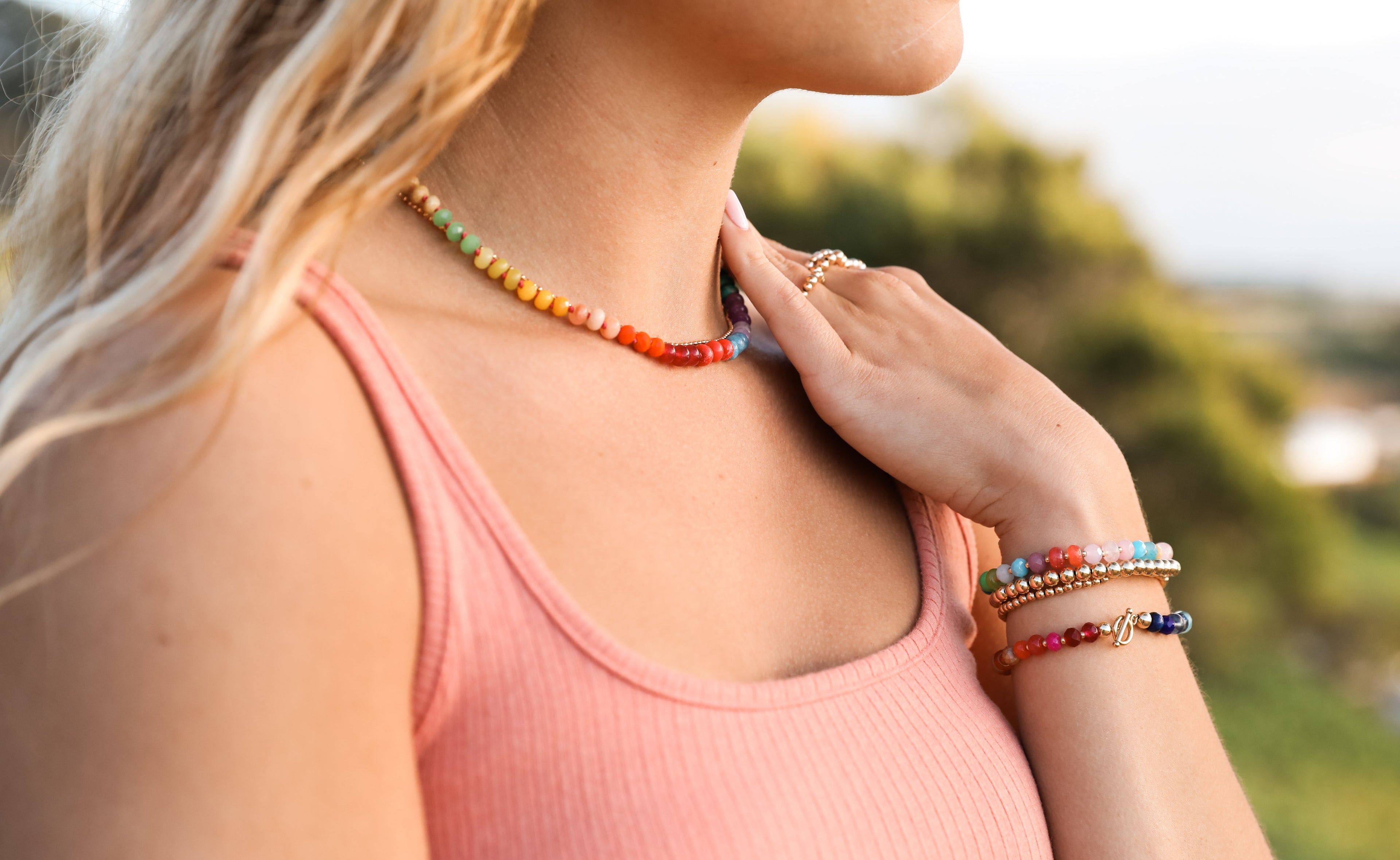 Natural Gemstone Bracelet + 14k Gold Filled Toggle : Paradise by CanyonLeaf