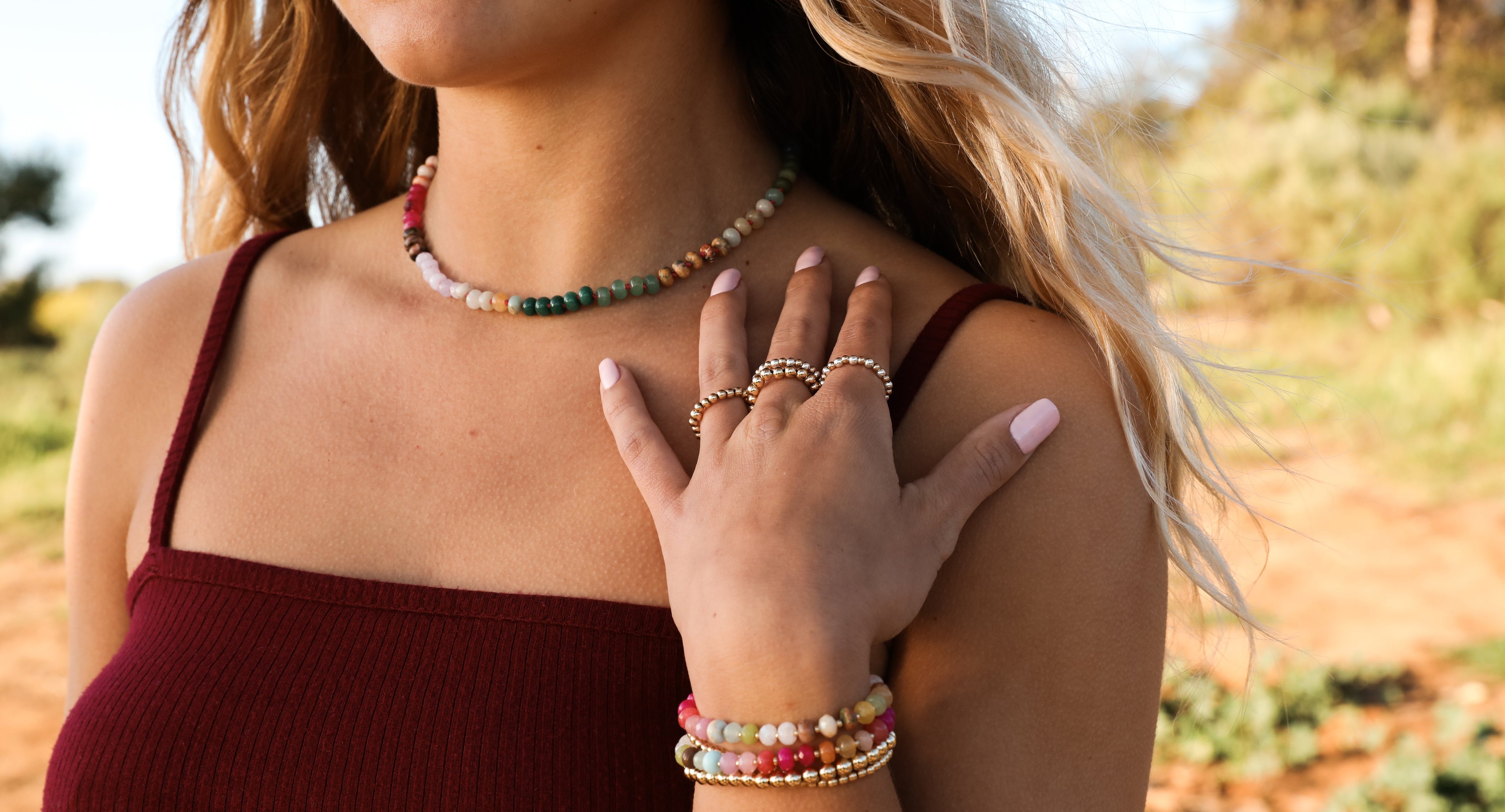 Natural Gemstone Necklace + 14k Gold Filled Toggle : Paradise by CanyonLeaf