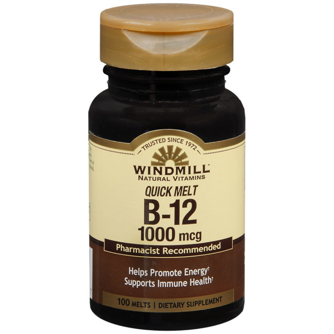 Windmill B-12 Quick Melt 1000mcg Energy Supplement (100 Tablets) by Farmacias Savia