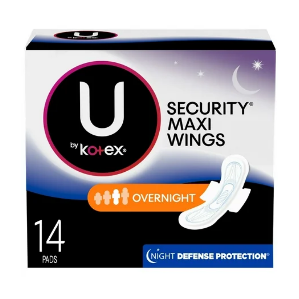 U by Kotex Security Maxi Pads with Wings Overnight (14ct) by Farmacias Savia