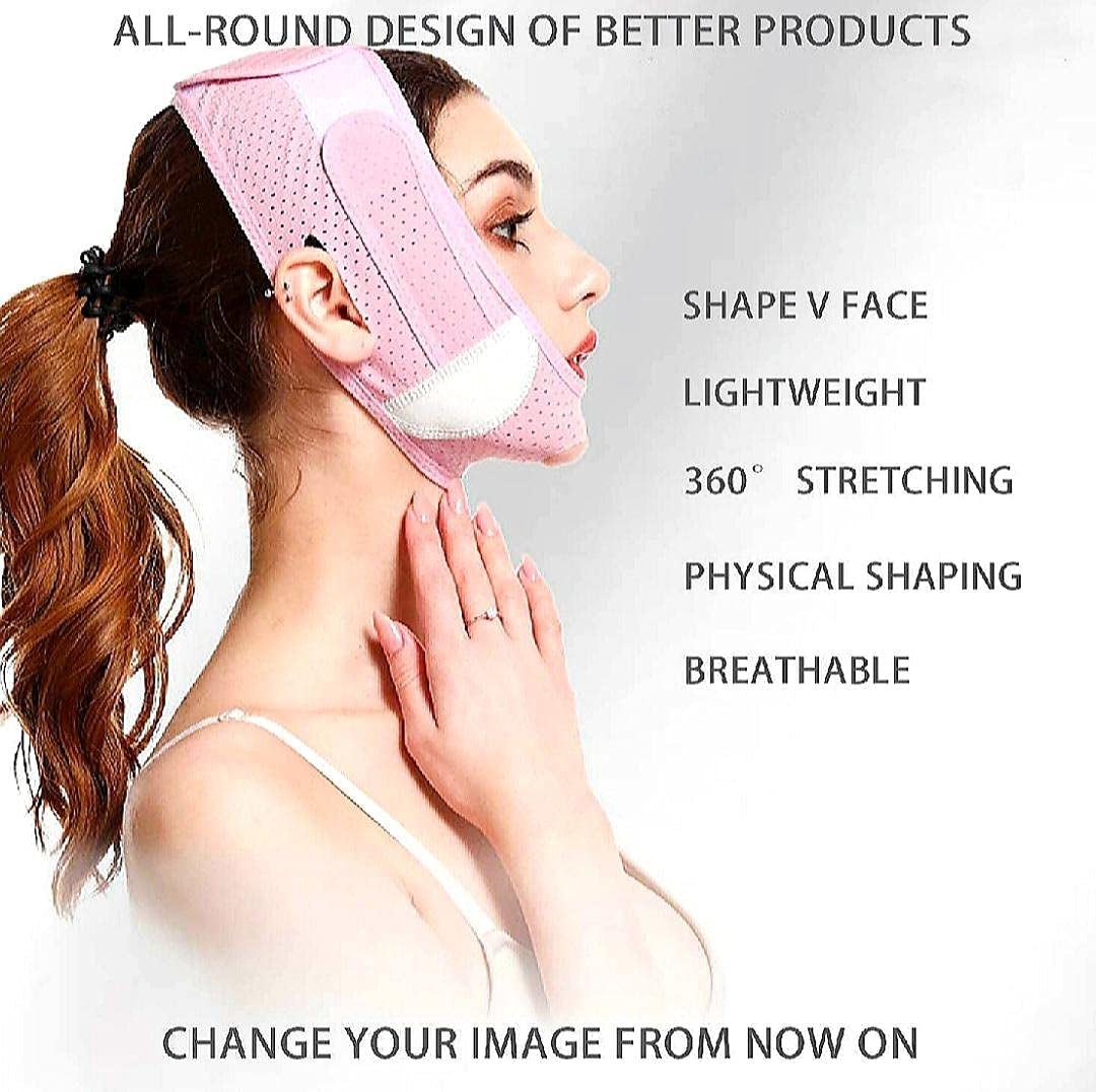 SLIM FACE SLIMMING BAND FACIAL BELT DOUBLE CHIN REDUCER V LINE FACE LIFT anti SNORE WRINKLE FACE BANDAGE DOUBLE CHIN STRAP SAGGING FACE CONTOUR JAWLINE TIGHTEN STRAP 1PK by Korean Skin Care