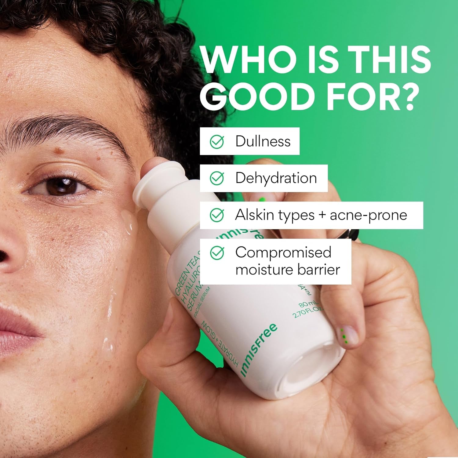 Innisfree Green Tea Seed Hyaluronic Serum with Panthenol and Niacinamide, Korean Face Serum for Hydration and Glow by Korean Skin Care