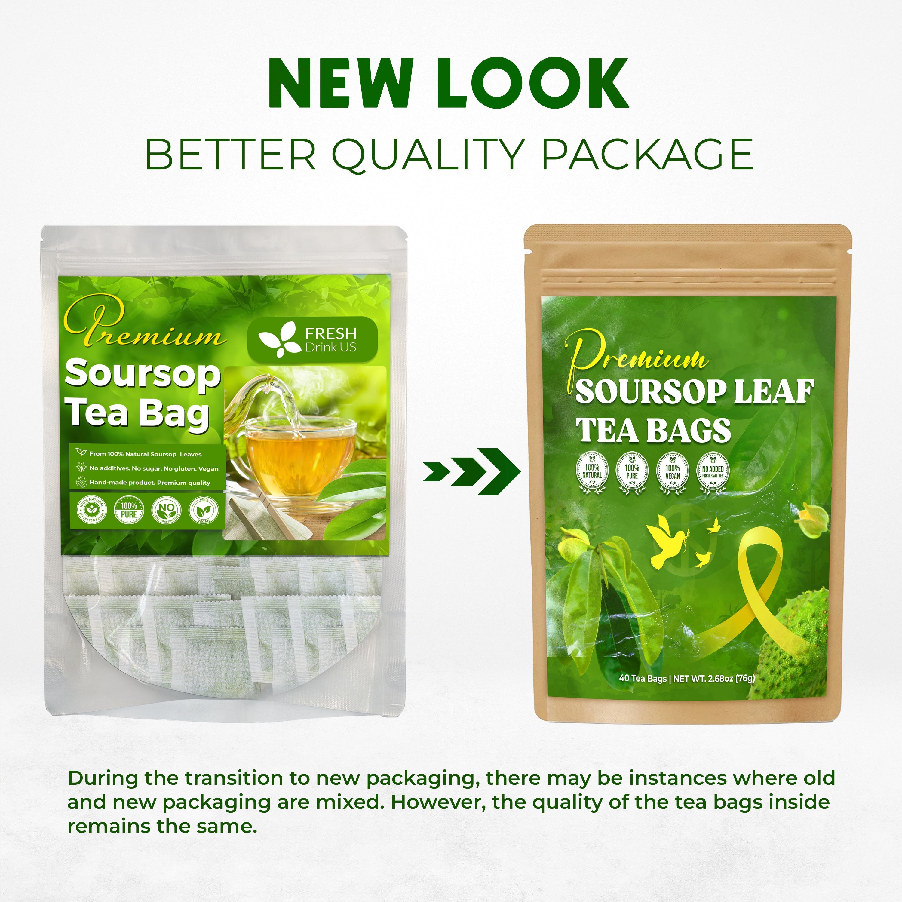 Premium Soursop Leaves Tea bags, Dried Soursop Leaves, Soursop Leaf Powder, Guanabana Leaves Tea, Hoja Guanabana Tea by FreshDrinkUS - Natural and Premium Herbal Tea