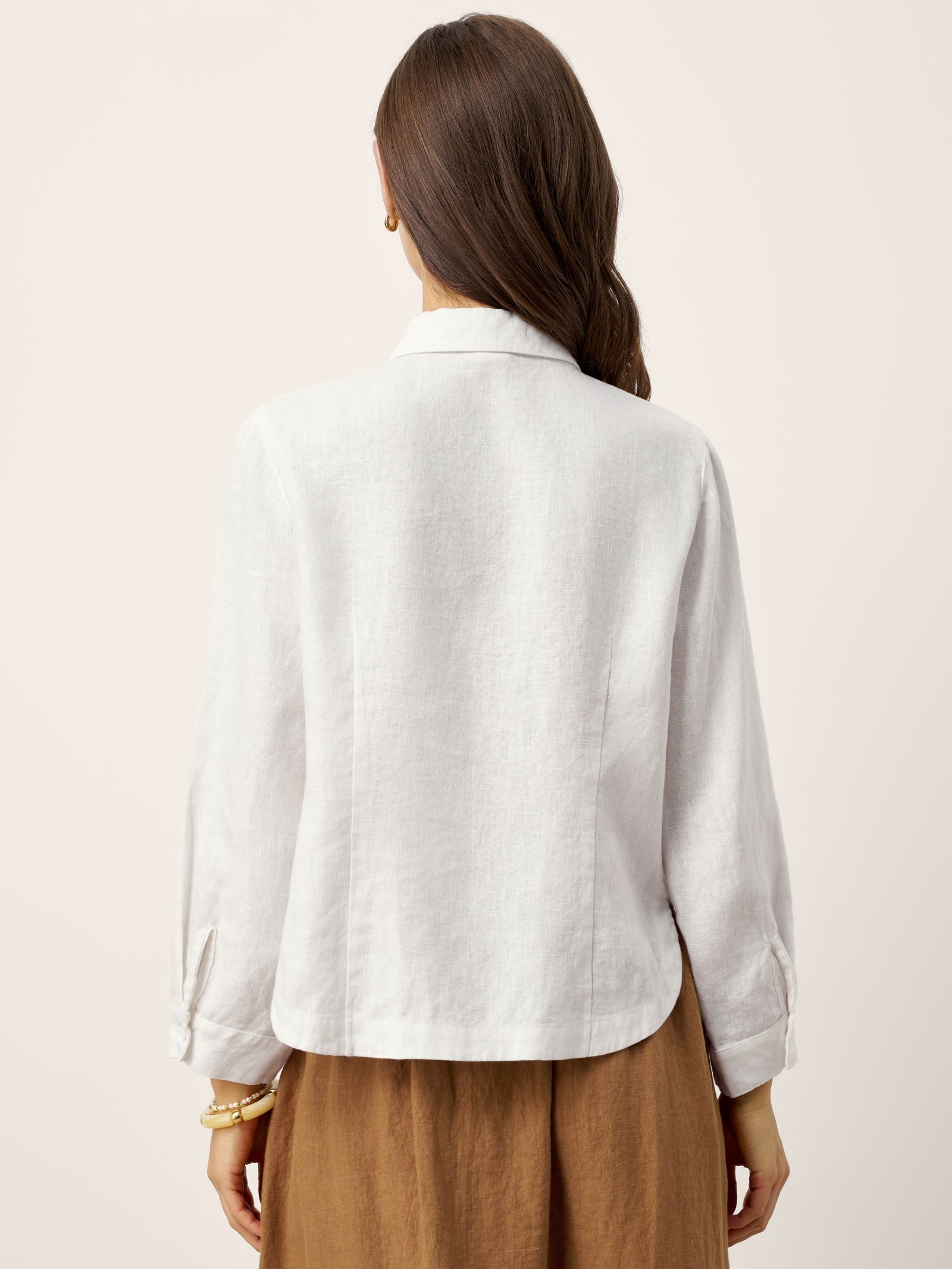 100% Linen Small Collar Curved Hem Tailored Shirt AVELINE by LINTICO