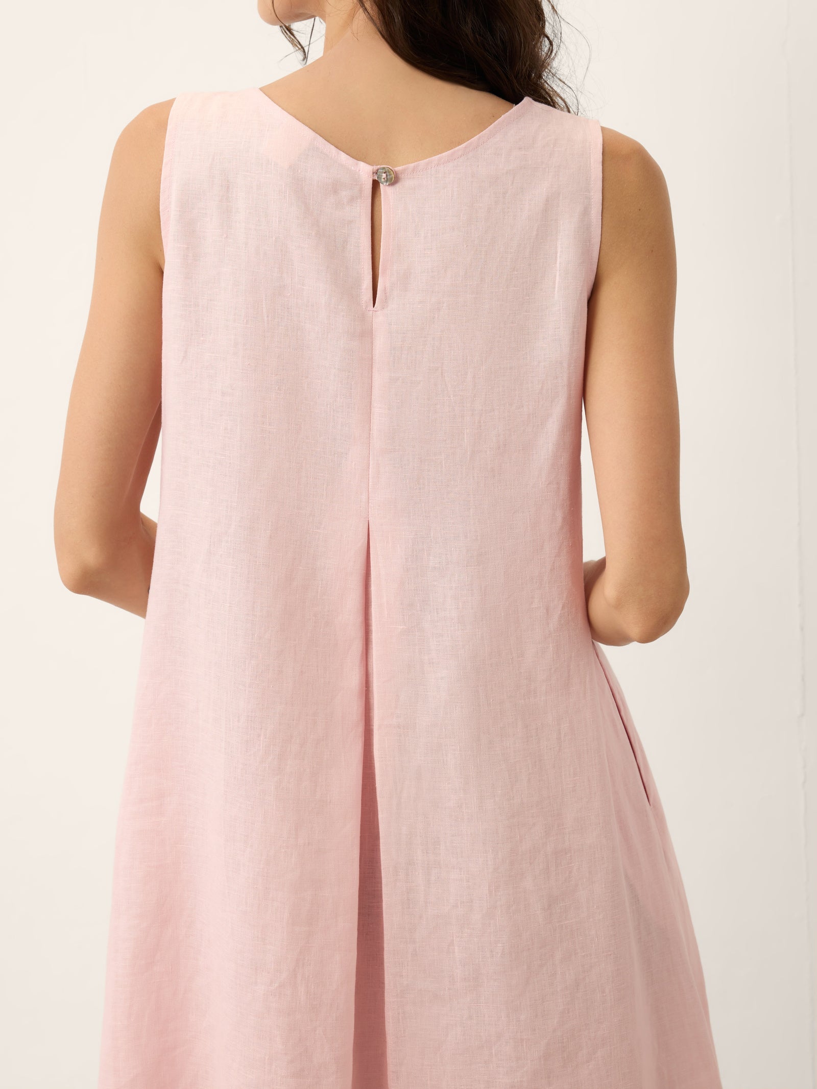 100% Linen Asymmetric Pleat A-Line Midi Dress KARINA by LINTICO