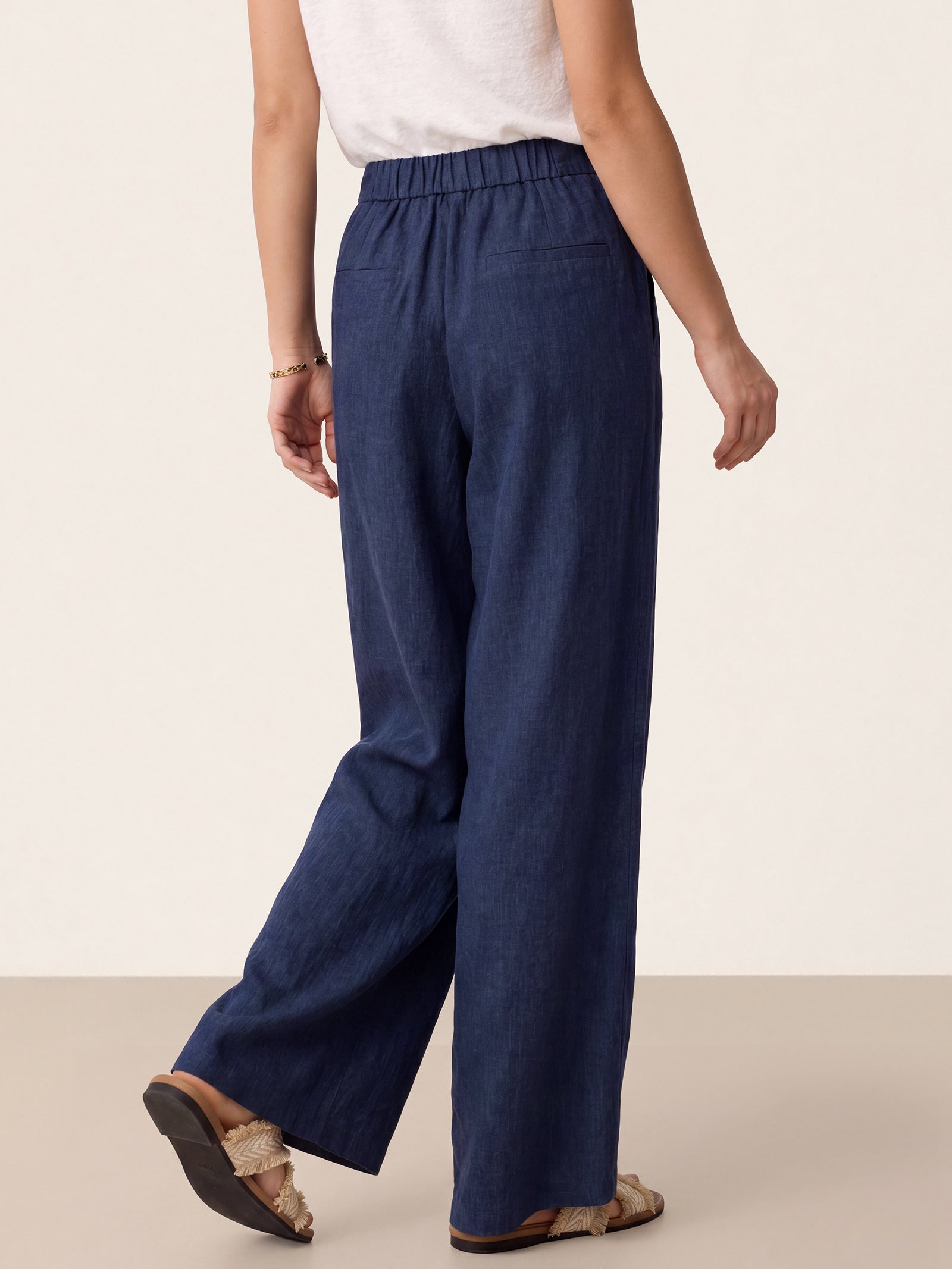 100% Linen Buttoned Slit-Hem Pants KATYA by LINTICO