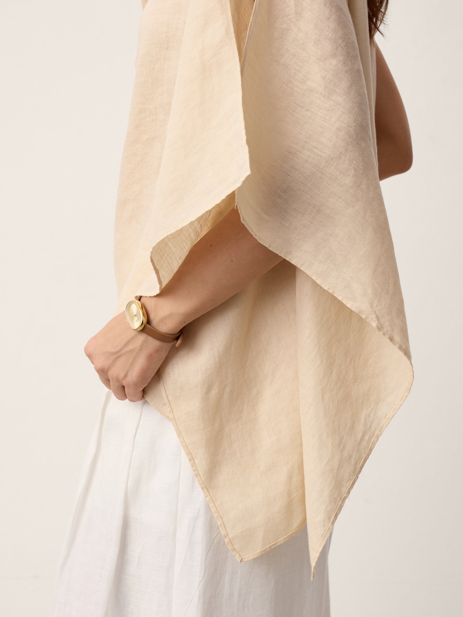 100% Linen Cowl-Neck Asymmetric Top LEVINA by LINTICO