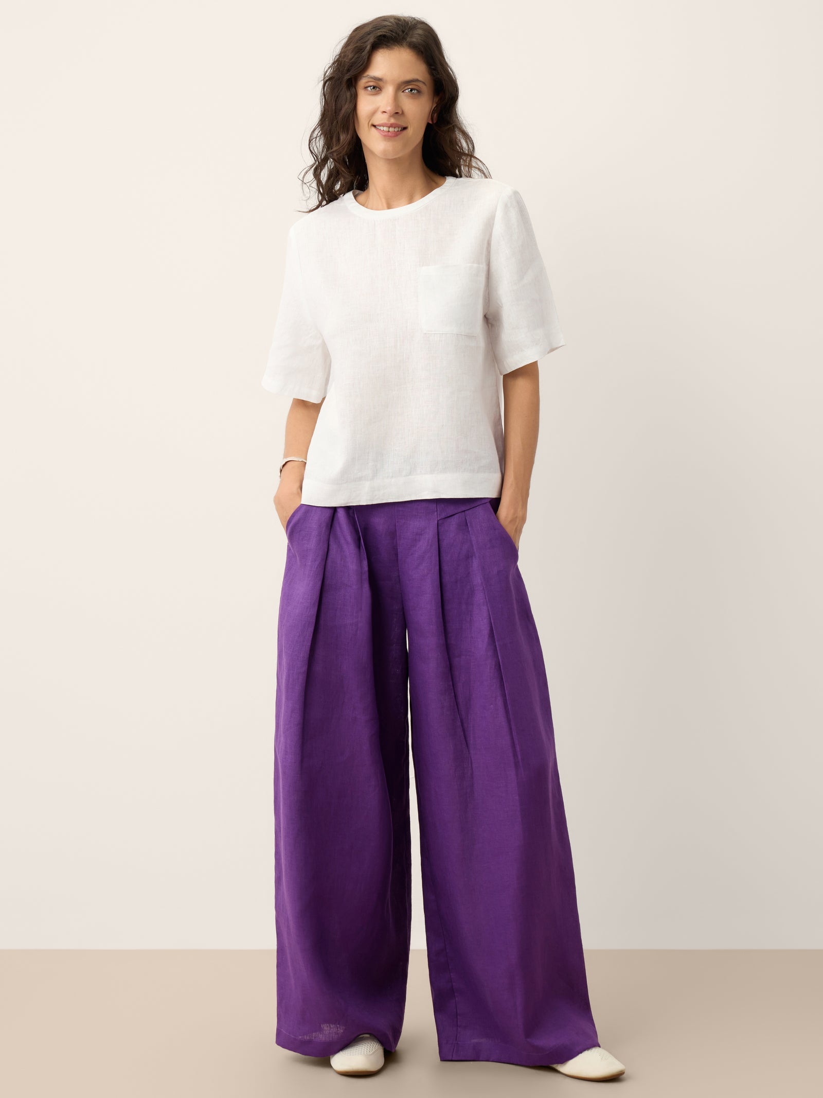 100% Linen Drop Shoulder Boxy Top REGINA by LINTICO