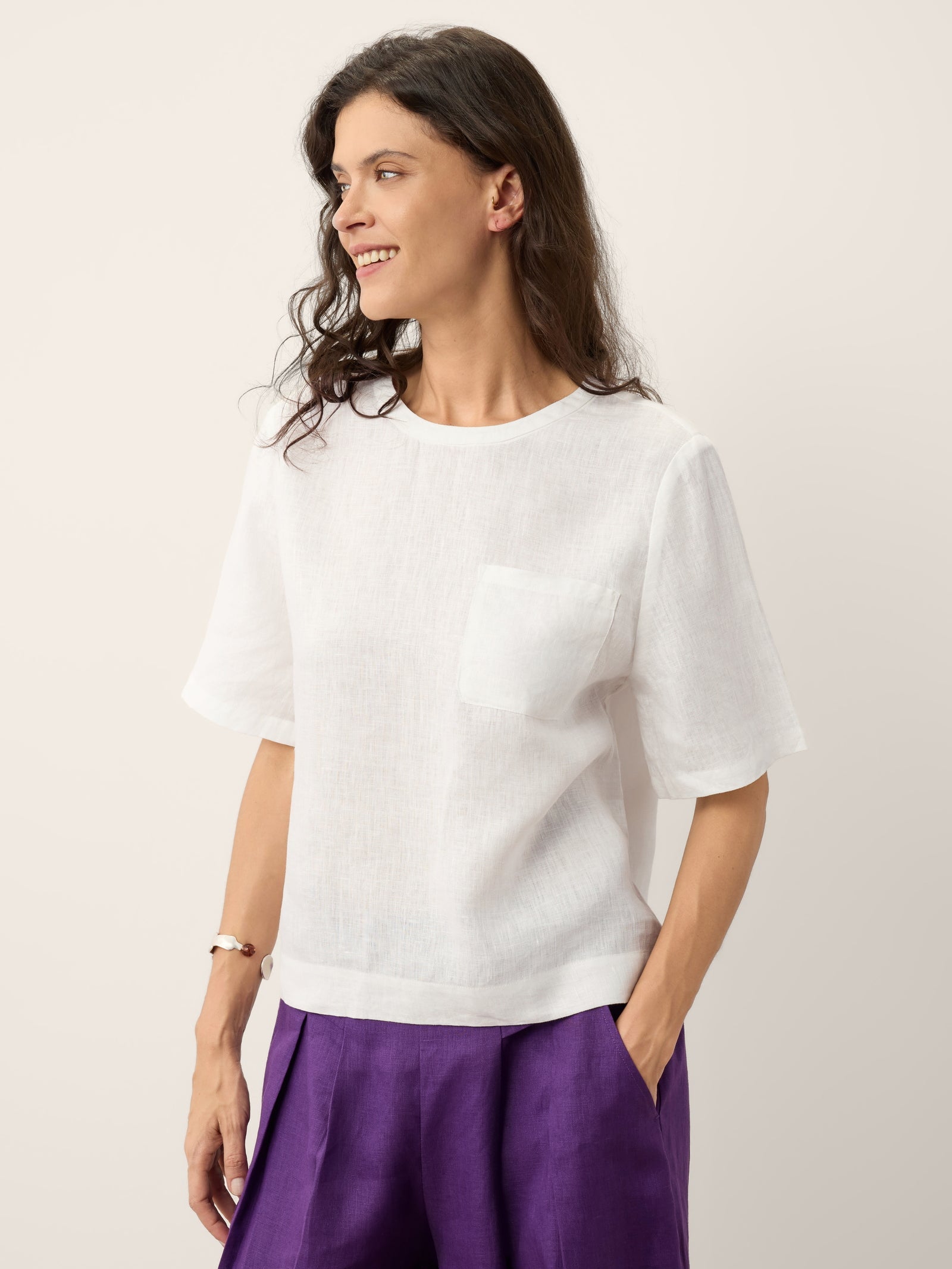 100% Linen Drop Shoulder Boxy Top REGINA by LINTICO