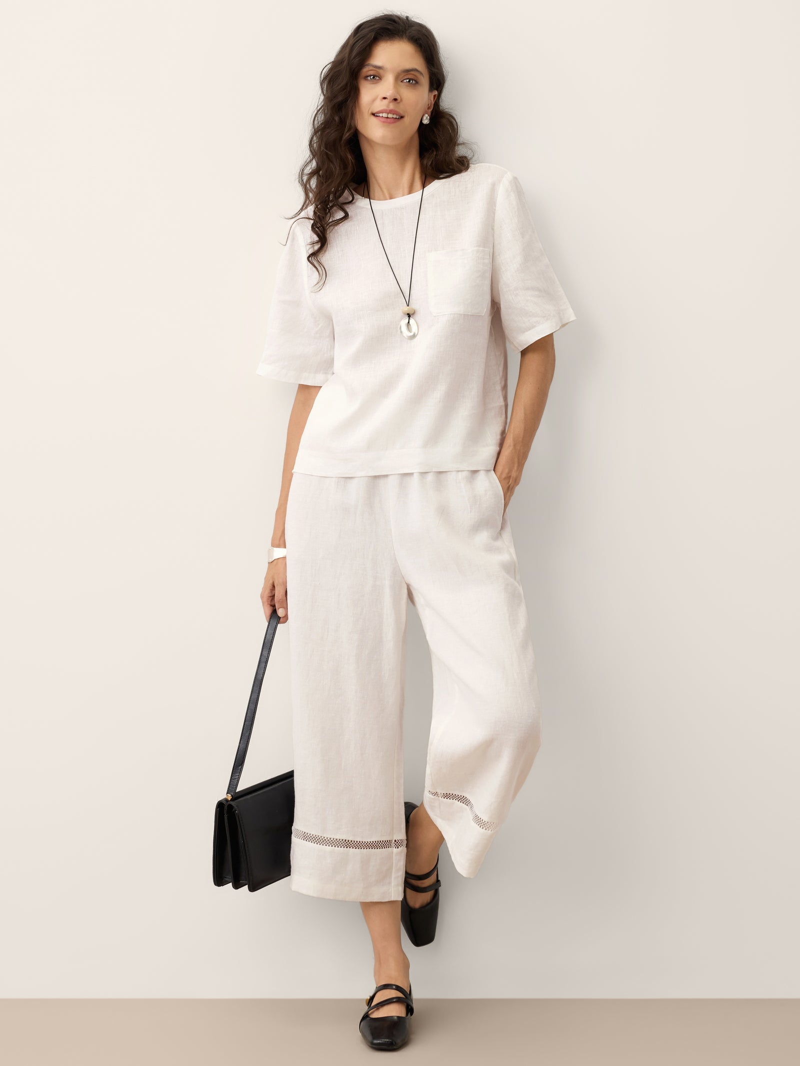 100% Linen Drop Shoulder Boxy Top REGINA by LINTICO