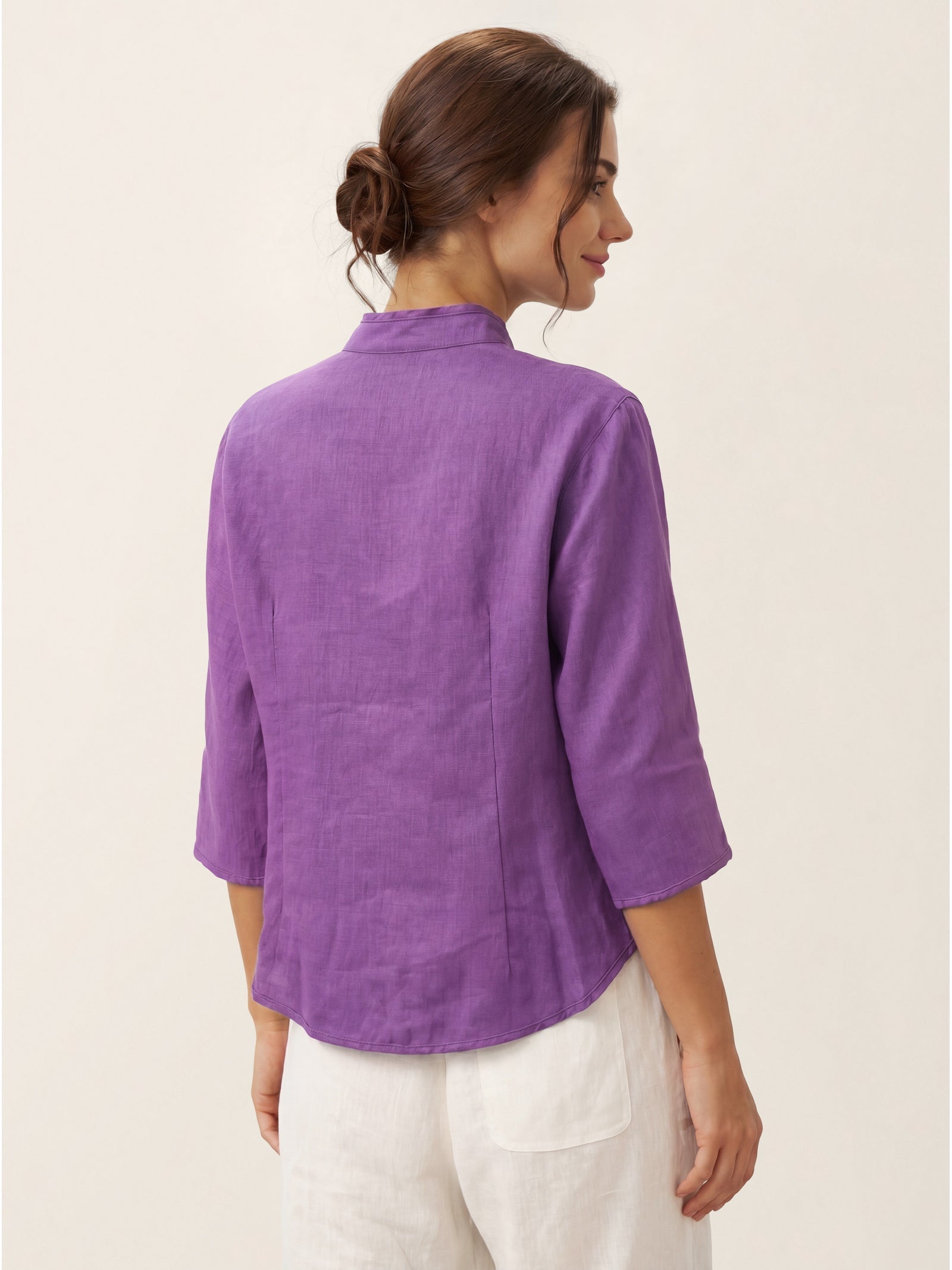 100% Linen Hand Button Fitted Jacket AMELIA by LINTICO