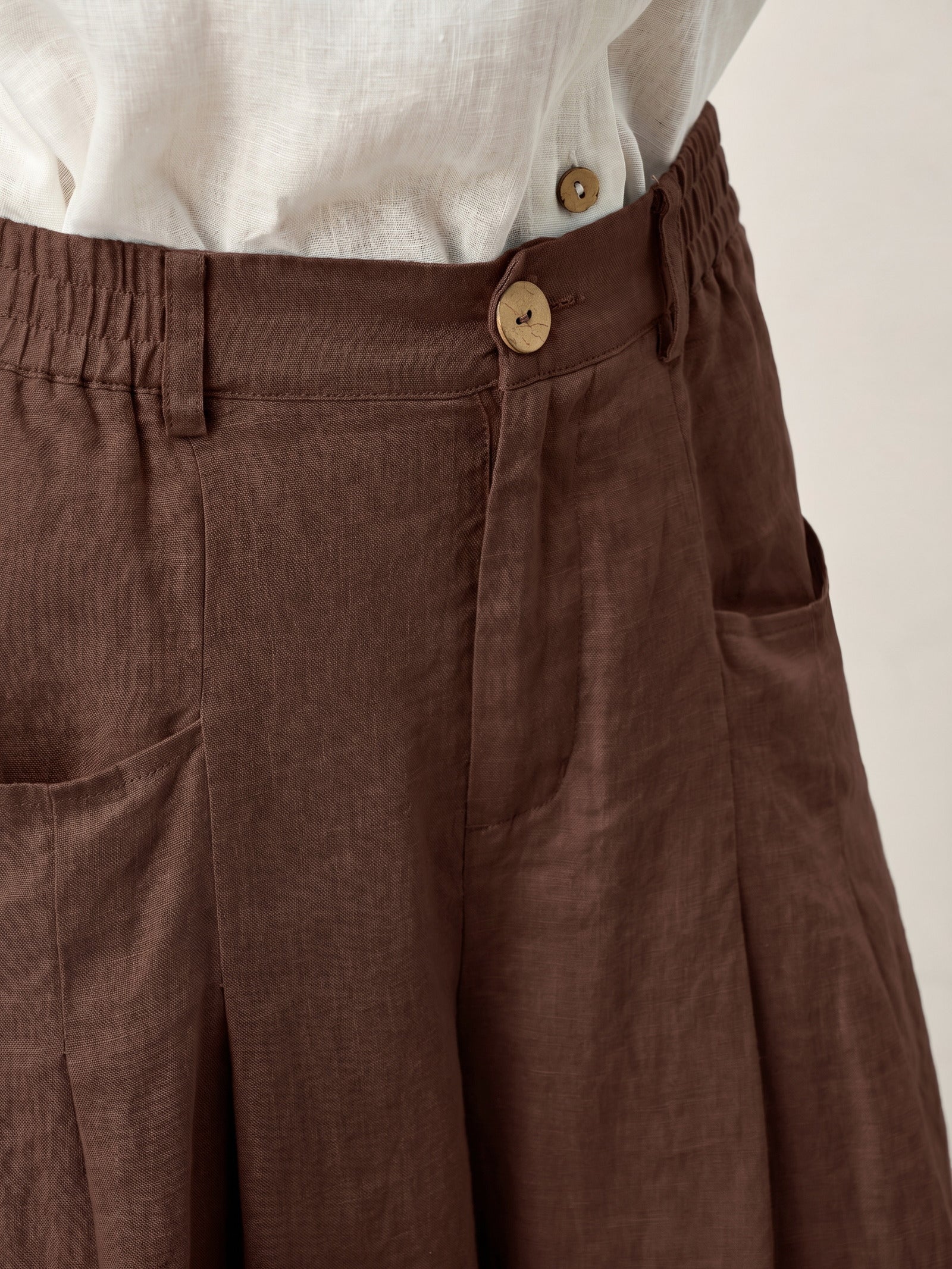 100% Linen Sculpted Pleat Elasticated Back Relaxed Pants VERIDIANA by LINTICO