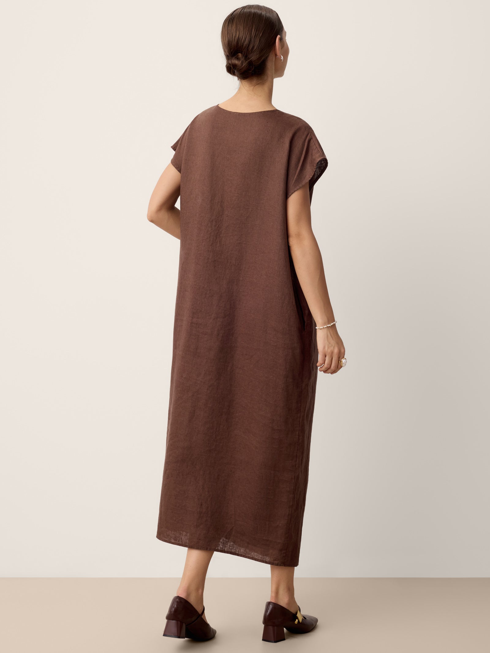 100% Linen Twist-Waist Slit Maxi Dress LYNETTE by LINTICO