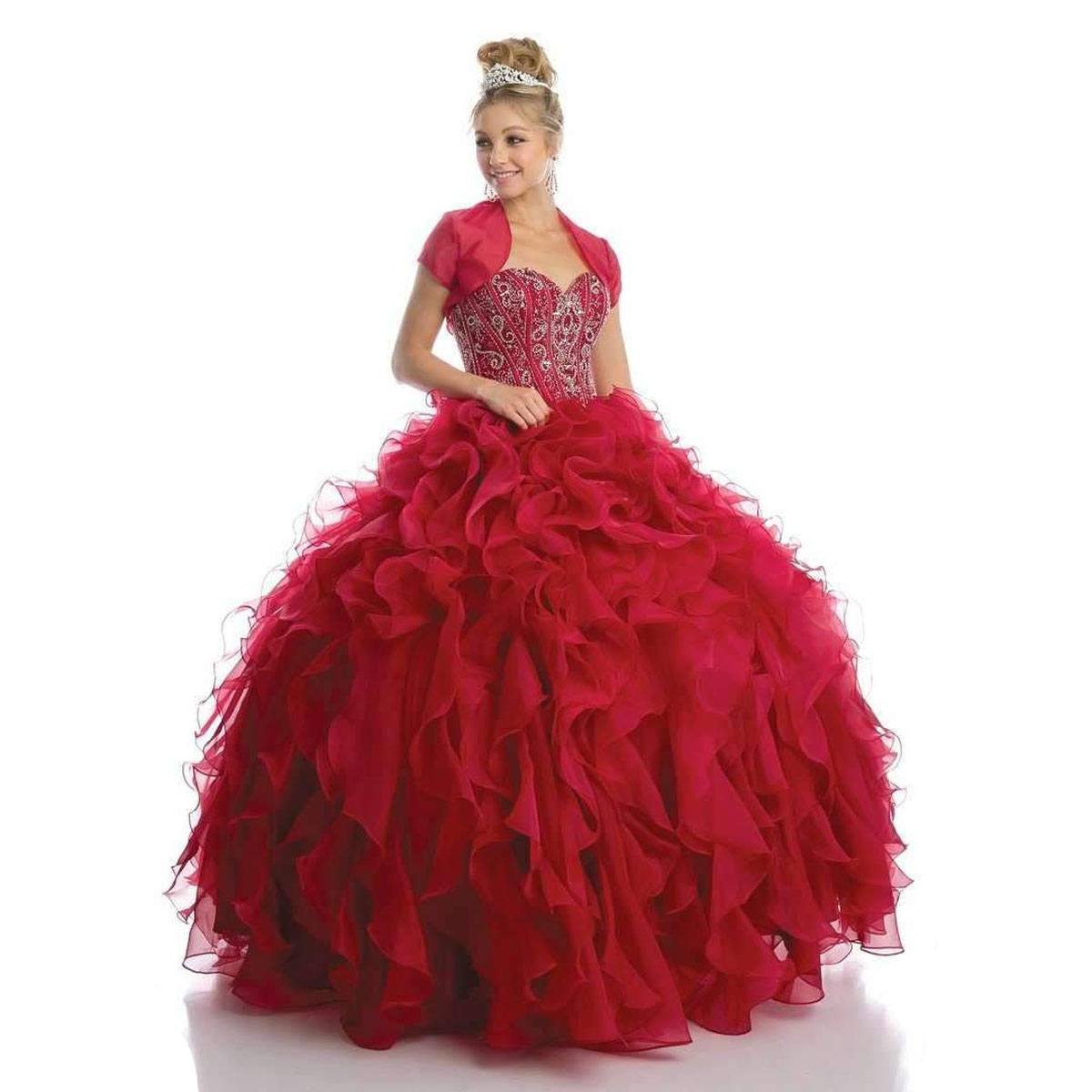 Juliet 1418 Cinderella Ball Gown Organza Ruffle Skirt Beaded Corset Bodice by DiscountDressShop