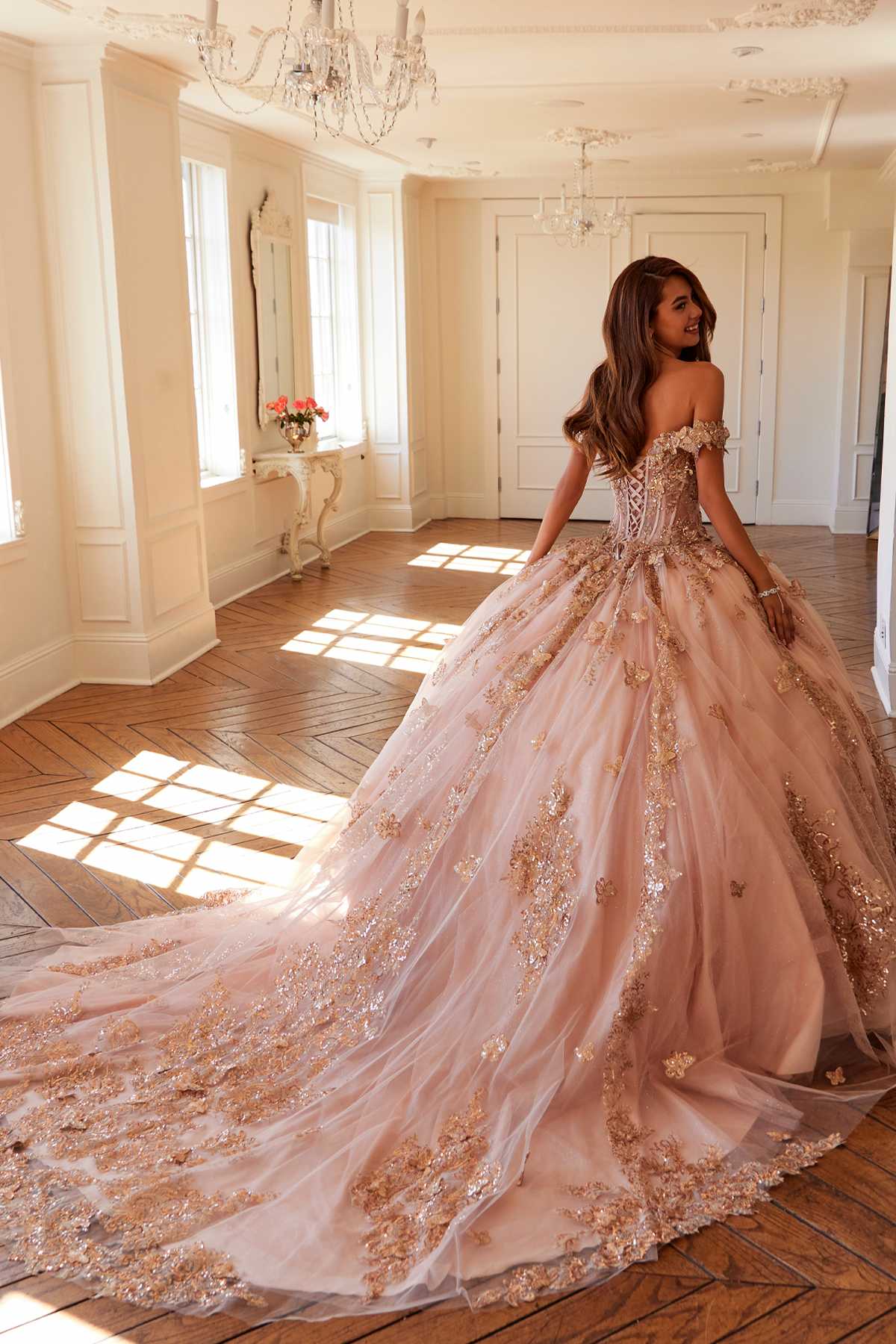 Juliet JT1485J Off the Shoulder Cinderella Quinceanera Ball Gown by DiscountDressShop