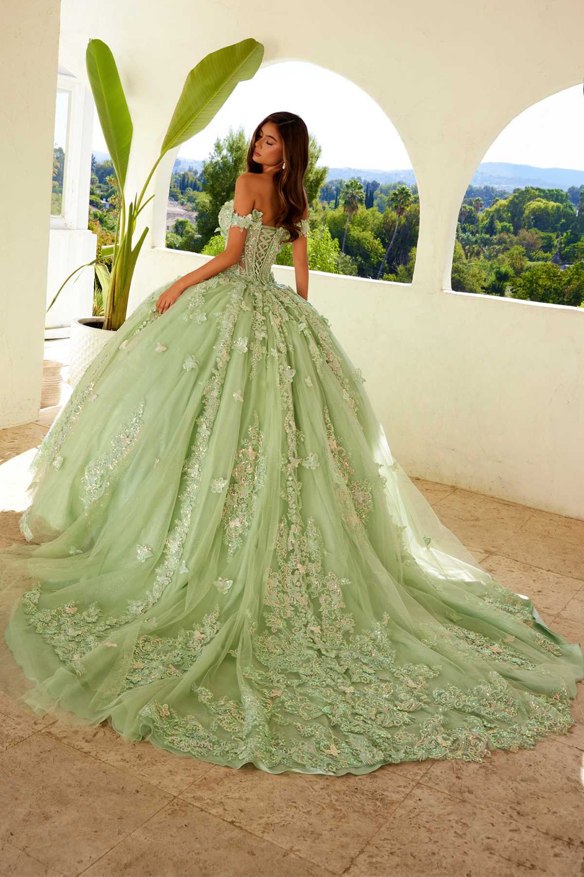 Juliet JT1485J Off the Shoulder Cinderella Quinceanera Ball Gown by DiscountDressShop
