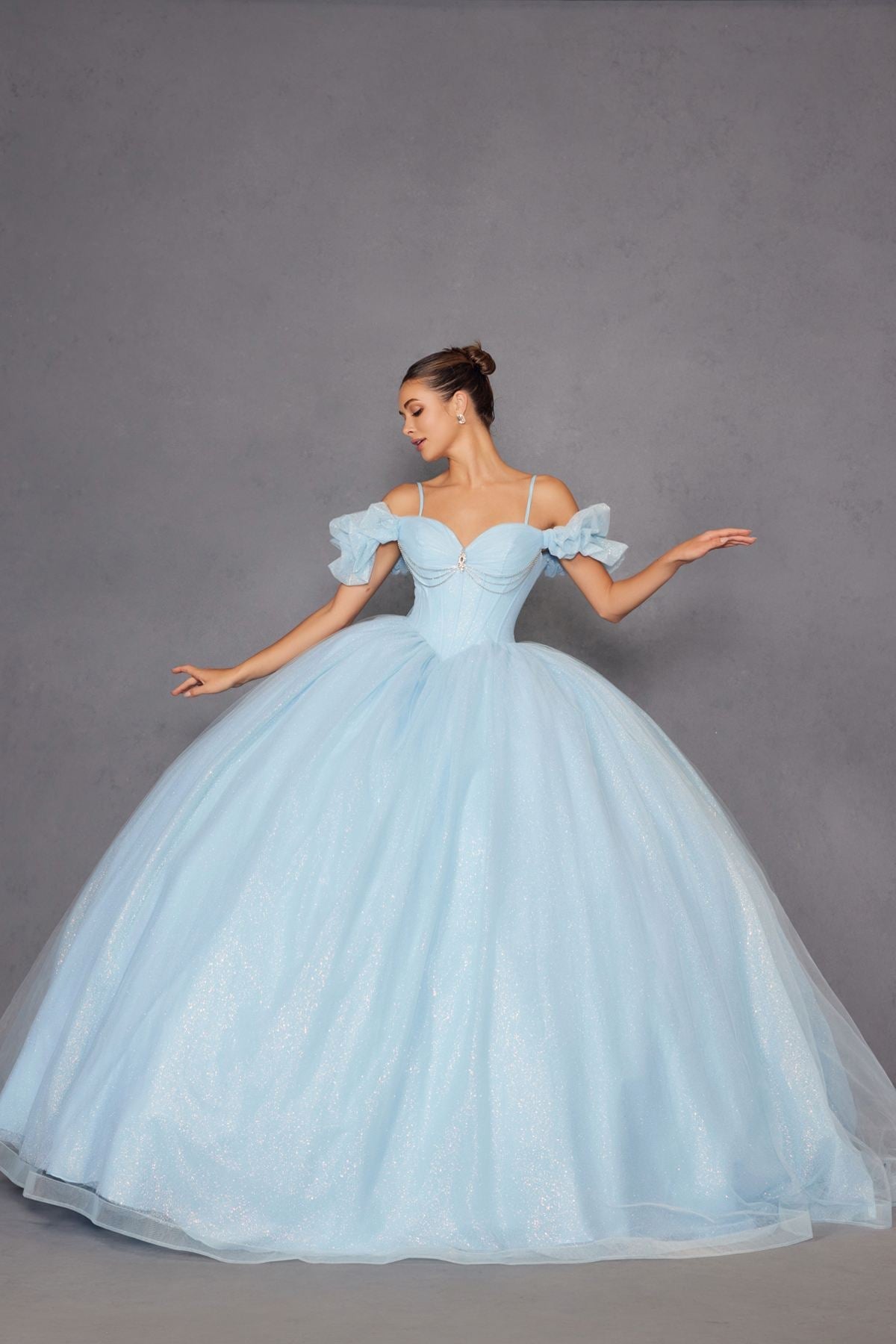 Juliet JT1487H Cold Shoulder quinceanera Ball Gown by DiscountDressShop