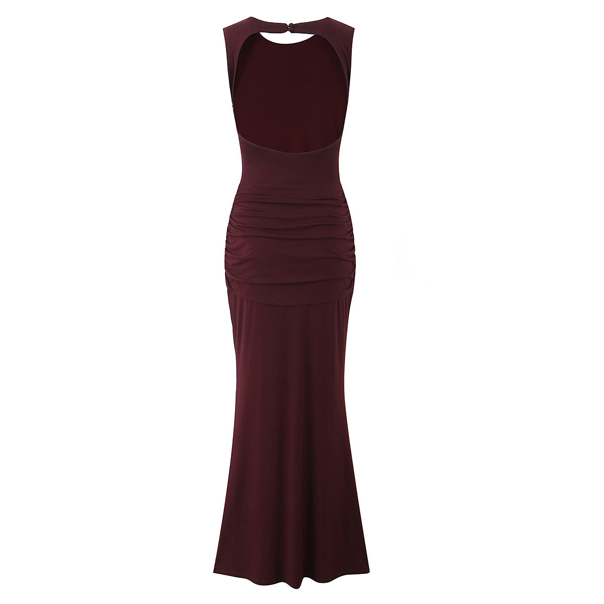 Women Clothing Summer Irregular Asymmetric Slim Fit Ruched round Neck Sleeveless Dress by Ragazza