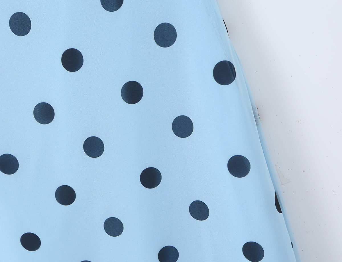 Gentle Elegant Pink Polka Dot Brace Dress Women Vintage Backless Lace up Design Tight Waist Maxi Dress by Ragazza