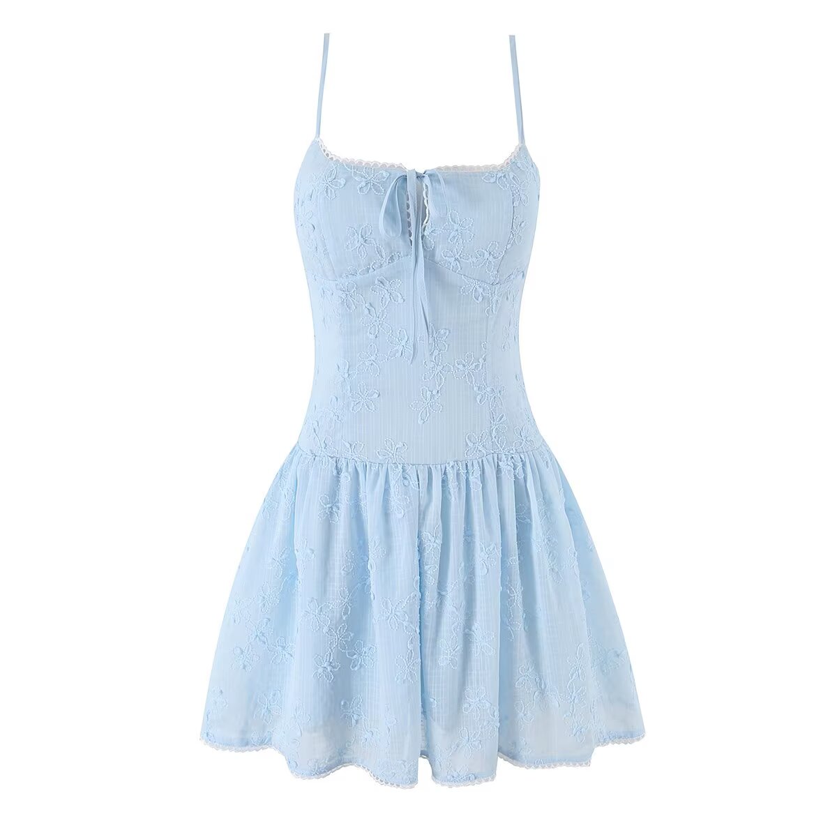 Spring Korean White Embroidered Strap Dress Women Spring A line Dress by Ragazza