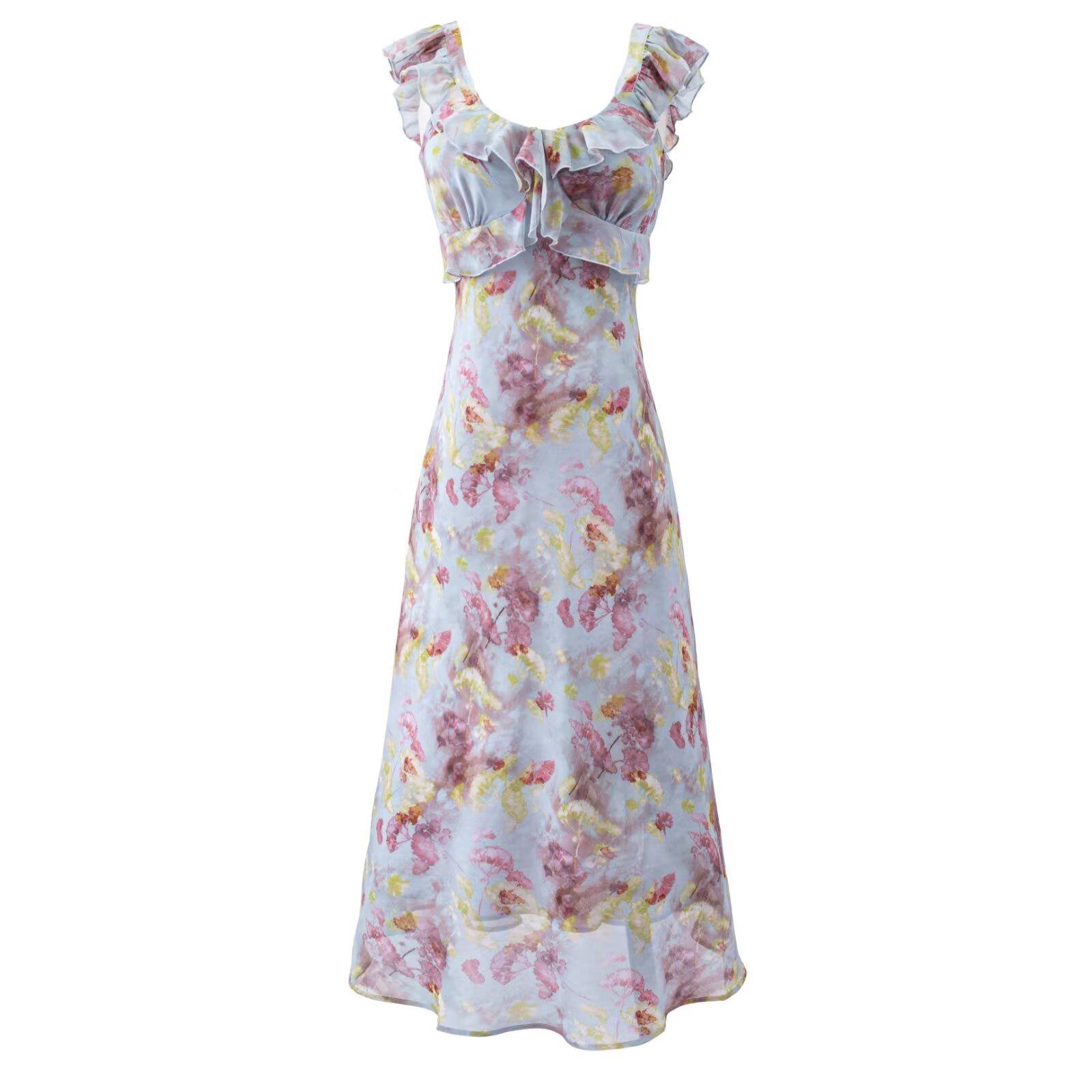 Summer Elegant Floral Dress Women A line Long Dress by Ragazza