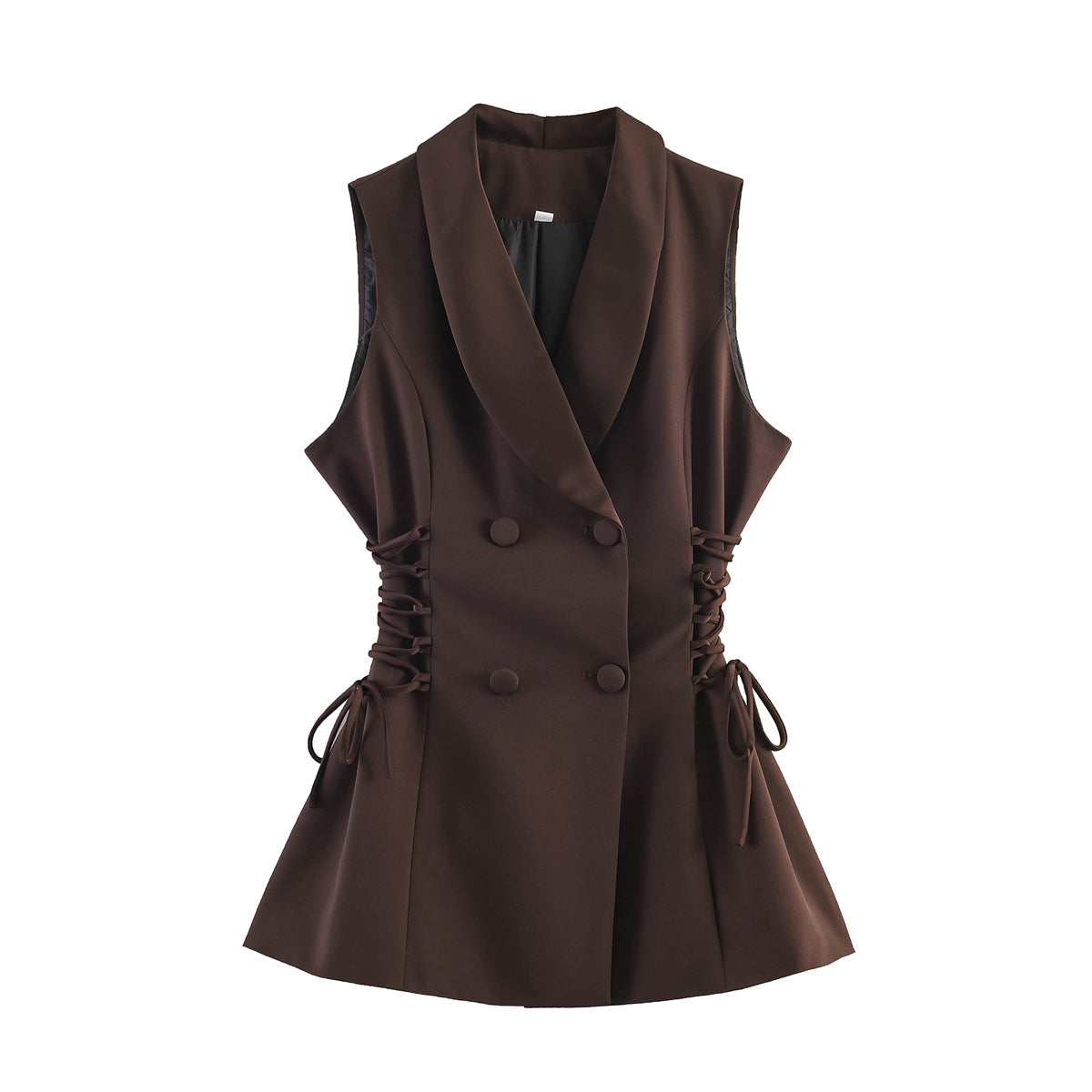 Women Clothing Summer Retro Bandage Waist Slimming Double Breasted Vest Jacket by Ragazza