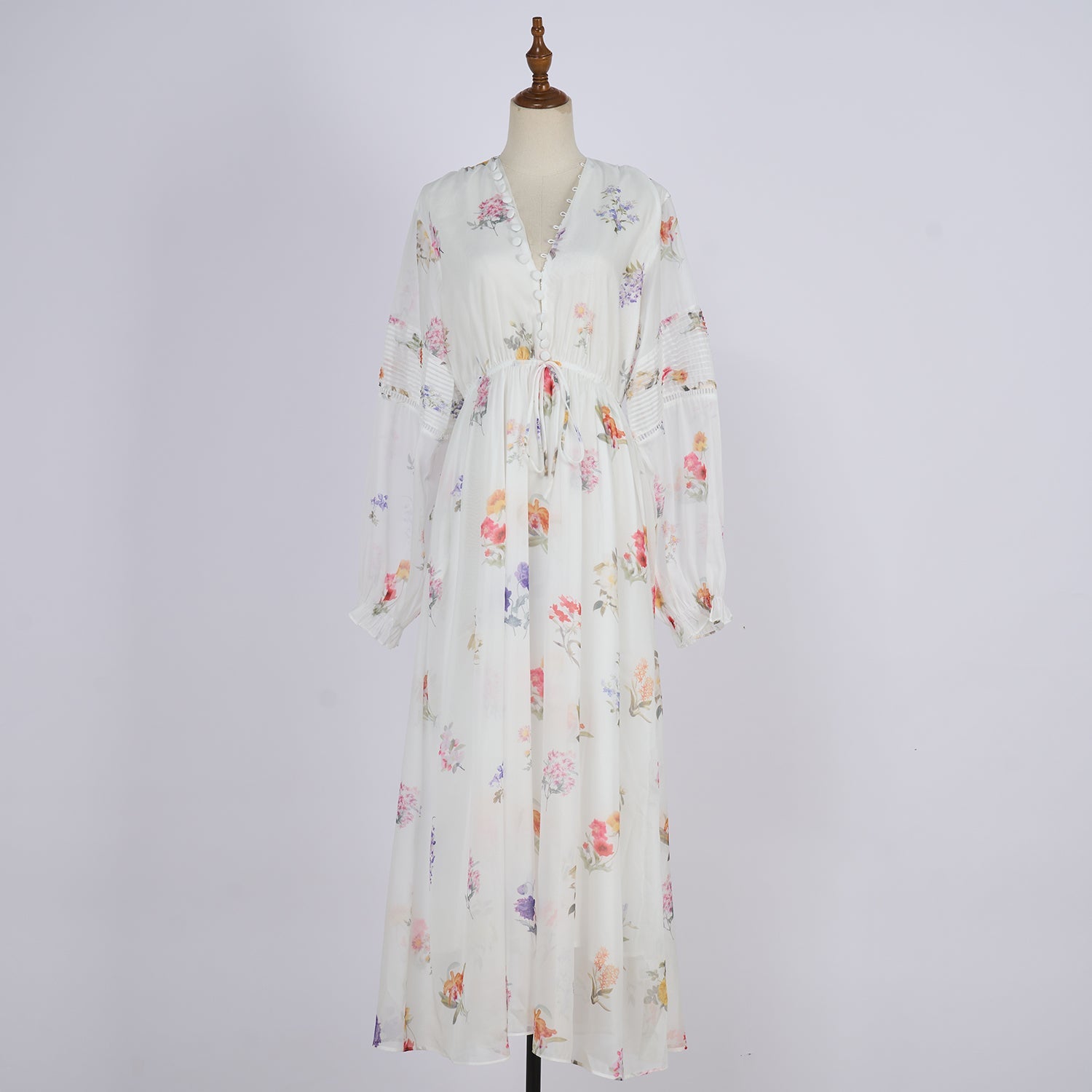 Women Country Style Long Sleeved Fitted Printed Dress That Flatters The Figure And Makes One Look Slimmer by Ragazza