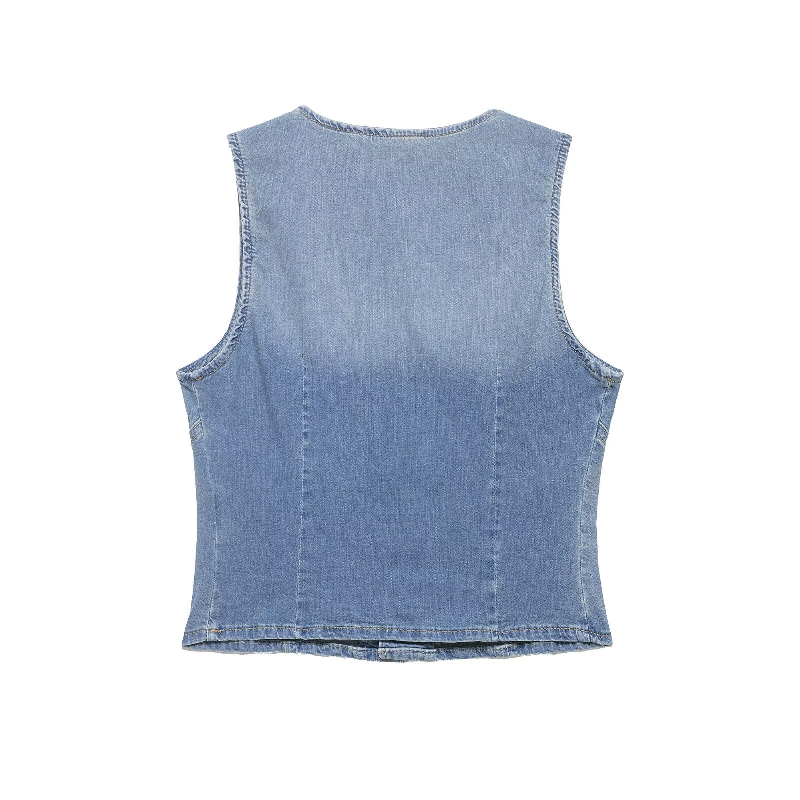 Women Clothing Summer Casual Sleeveless V neck Denim Slim Vest Top Women by Ragazza