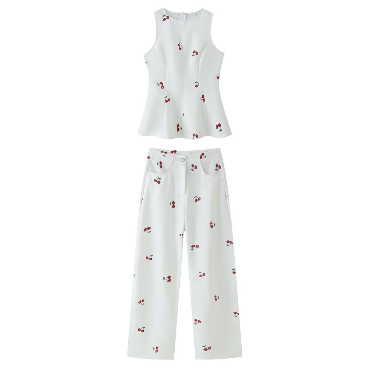 Women Summer Sleeveless Graphic Pants Set by Ragazza