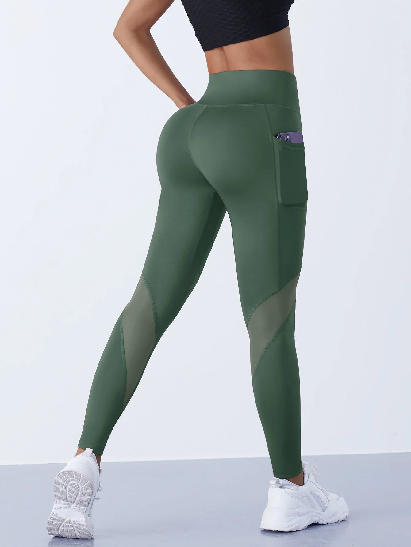 High-Waist Yoga Pants With See-through Tulle Splicing with Tummy Control - Clearance Sale by BalanceX