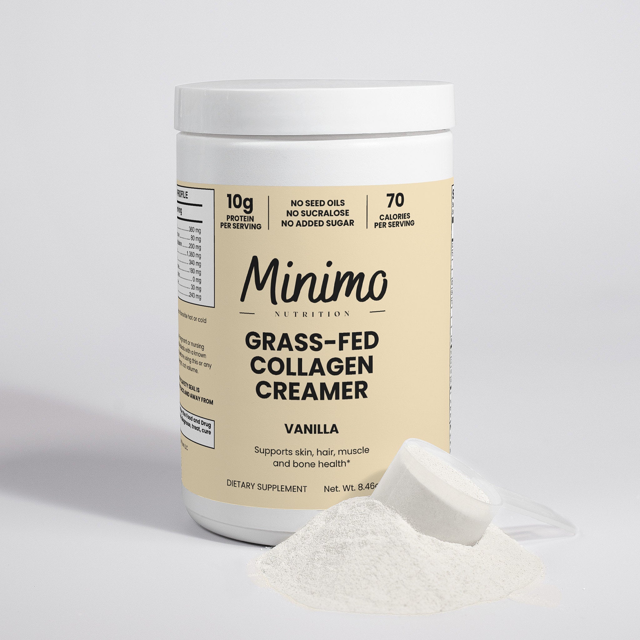 Grass-Fed Collagen Creamer (Vanilla), 8.5 oz by Minimo Nutrition