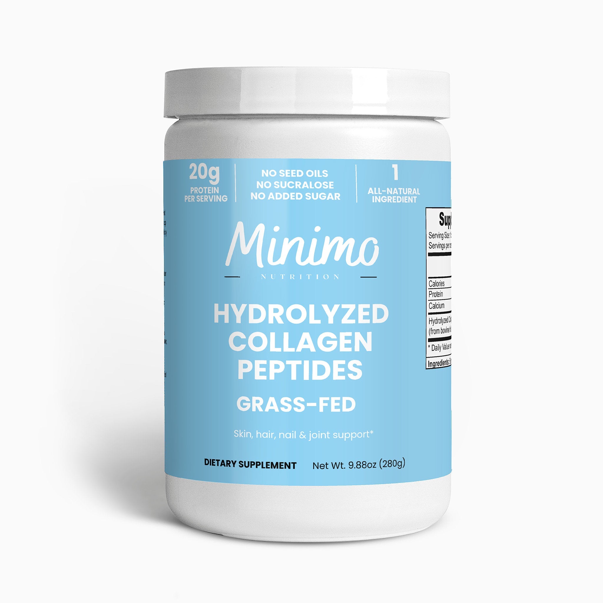 Grass-Fed Hydrolyzed Collagen Peptides, 9.9 oz by Minimo Nutrition