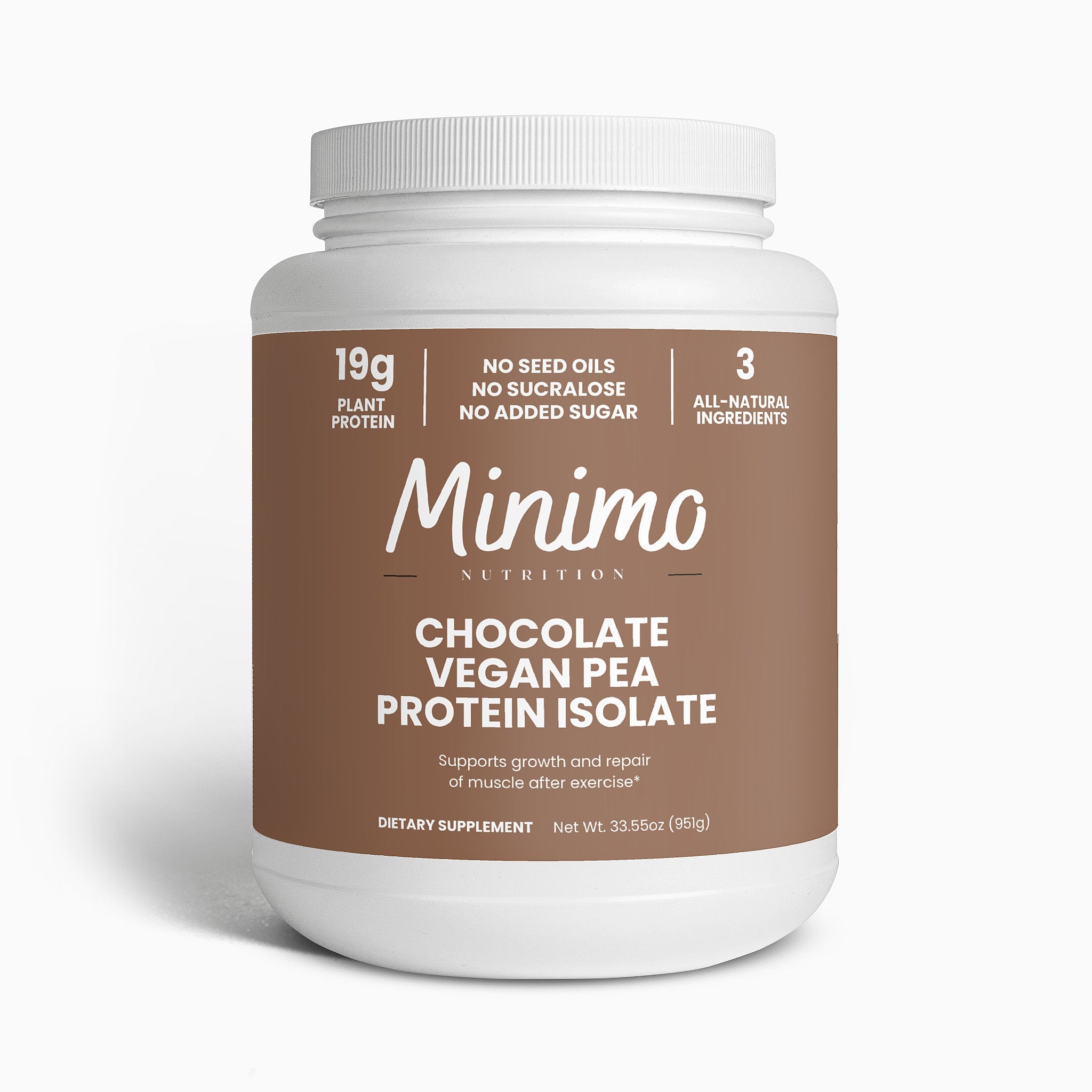 Chocolate Vegan Pea Protein Isolate Powder, 2.09 lbs by Minimo Nutrition