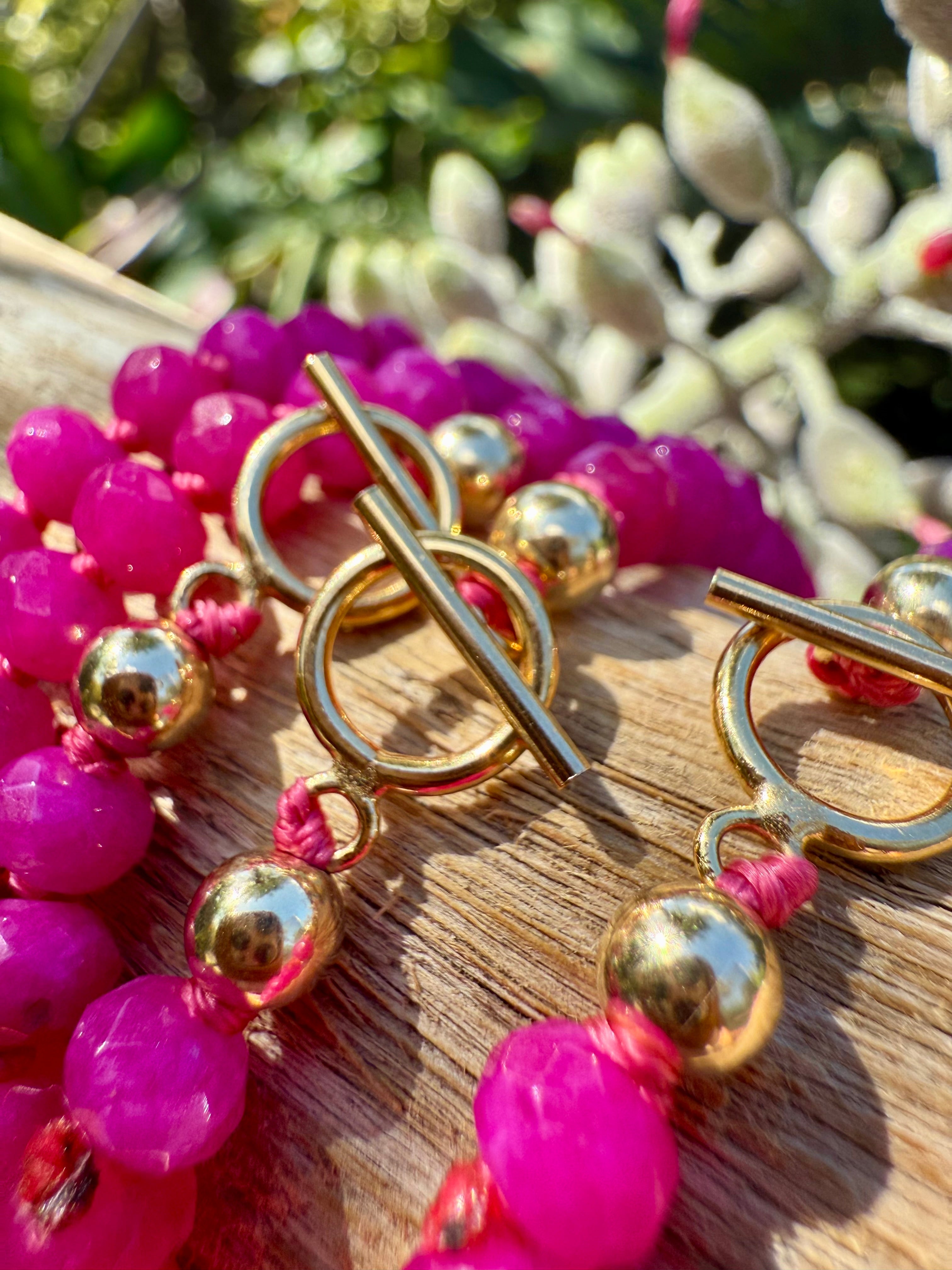 Pink Jade + 14k Gold Filled Toggle || Gemstone Necklace by CanyonLeaf