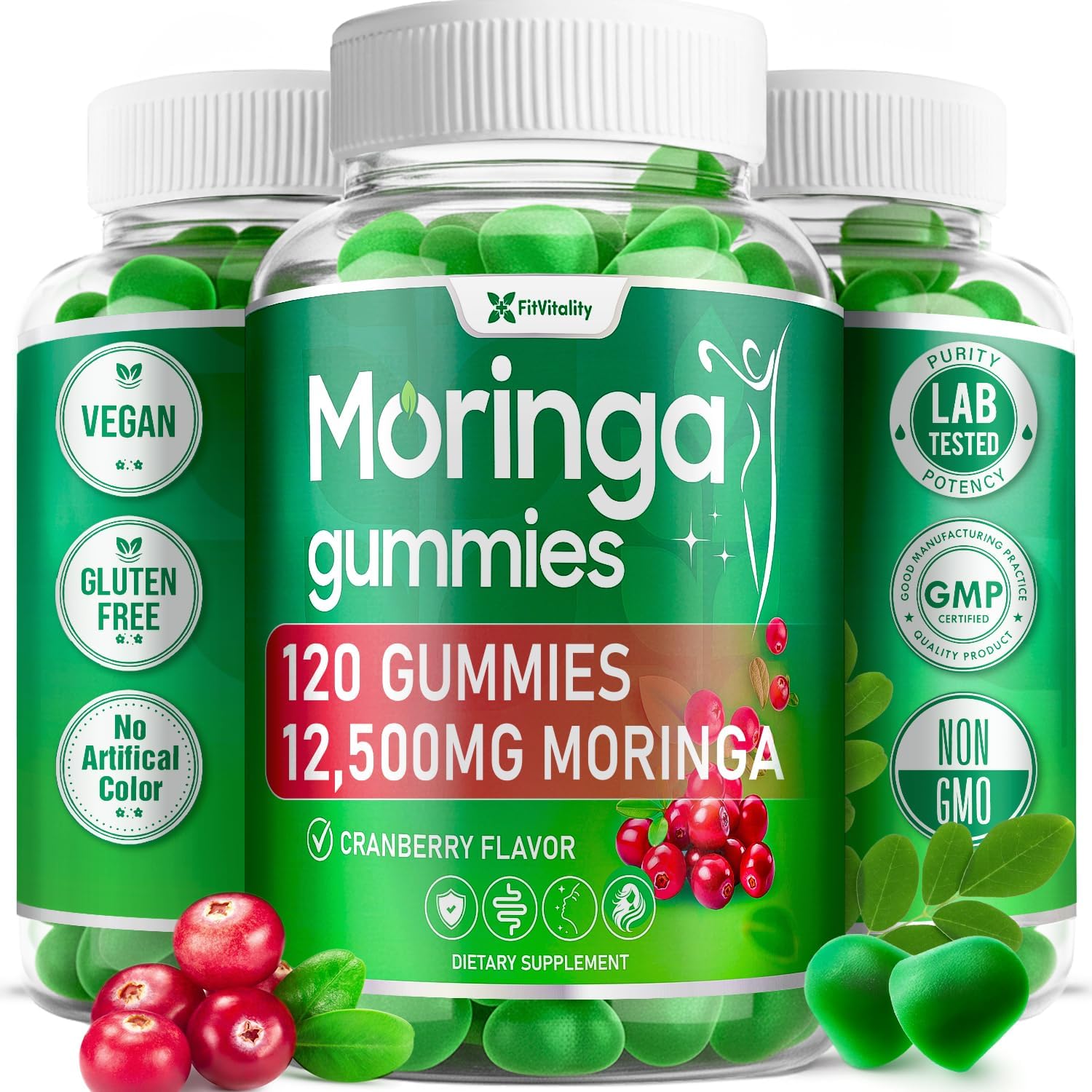Moringa Gummies with Ginger, Turmeric & Probiotics | Vegan, Sugar-Free Chewables| Plant-Based Pectin Formula with Vitamin C by FreshDrinkUS - Natural and Premium Herbal Tea