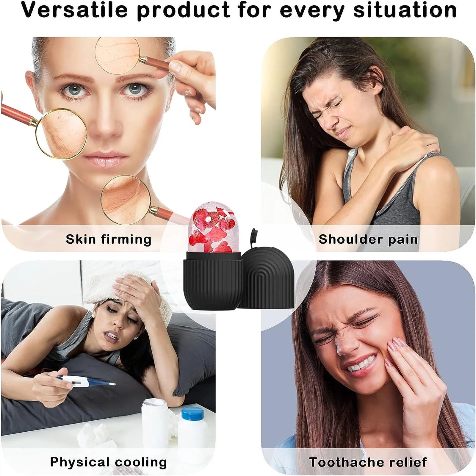 2024 New Ice Roller for Face and Eye, Ice Face Roller, Facial Beauty Ice Roller Skin Care Tools, Ice Cube Face Massage, Silicone Ice Mold for Face Care by Korean Skin Care