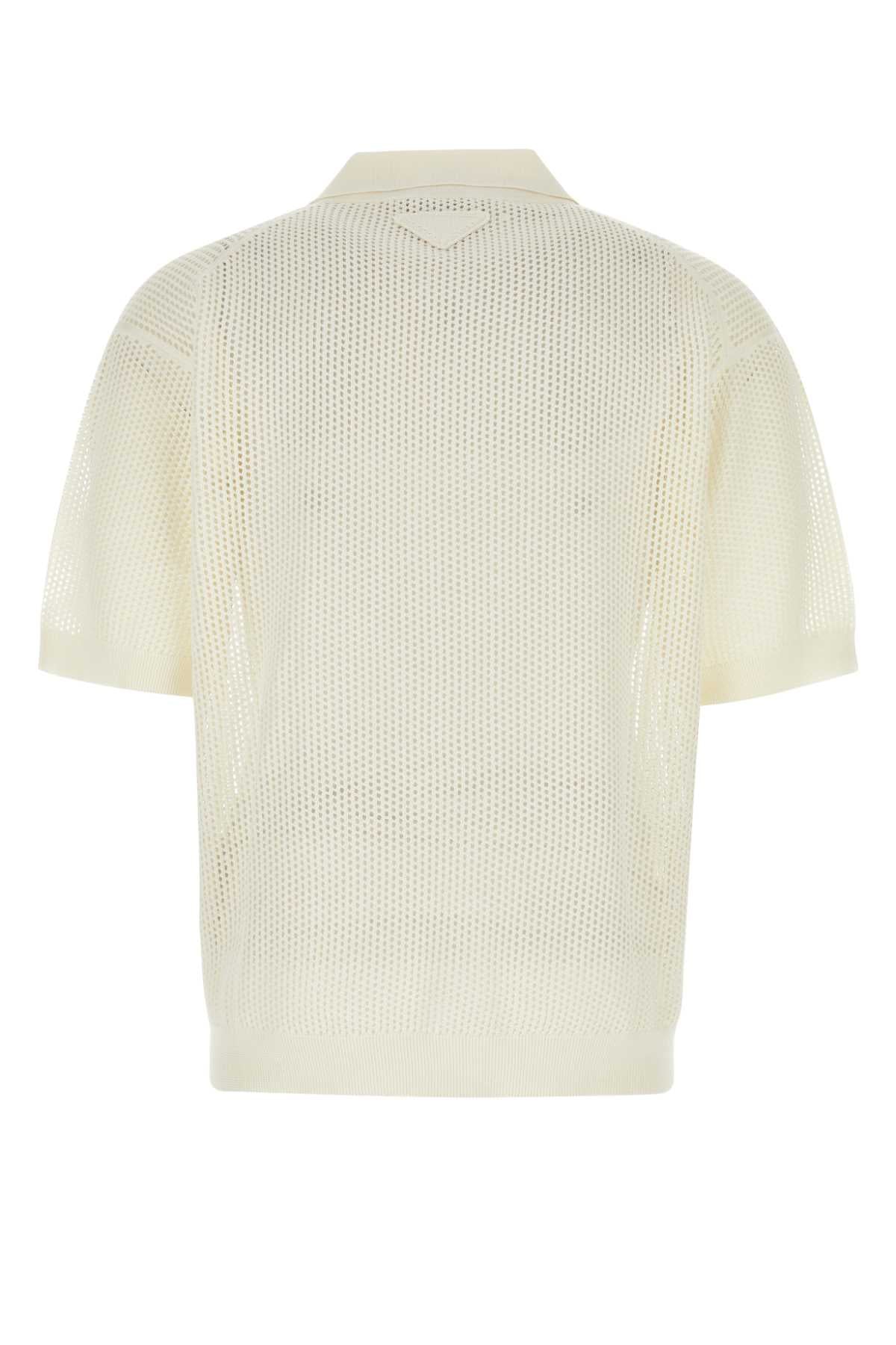 Prada Men Ivory Silk Blend Polo Shirt by Luosophy