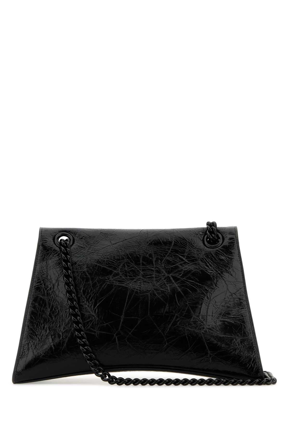 Balenciaga Women Black Leather Medium Crush Shoulder Bag