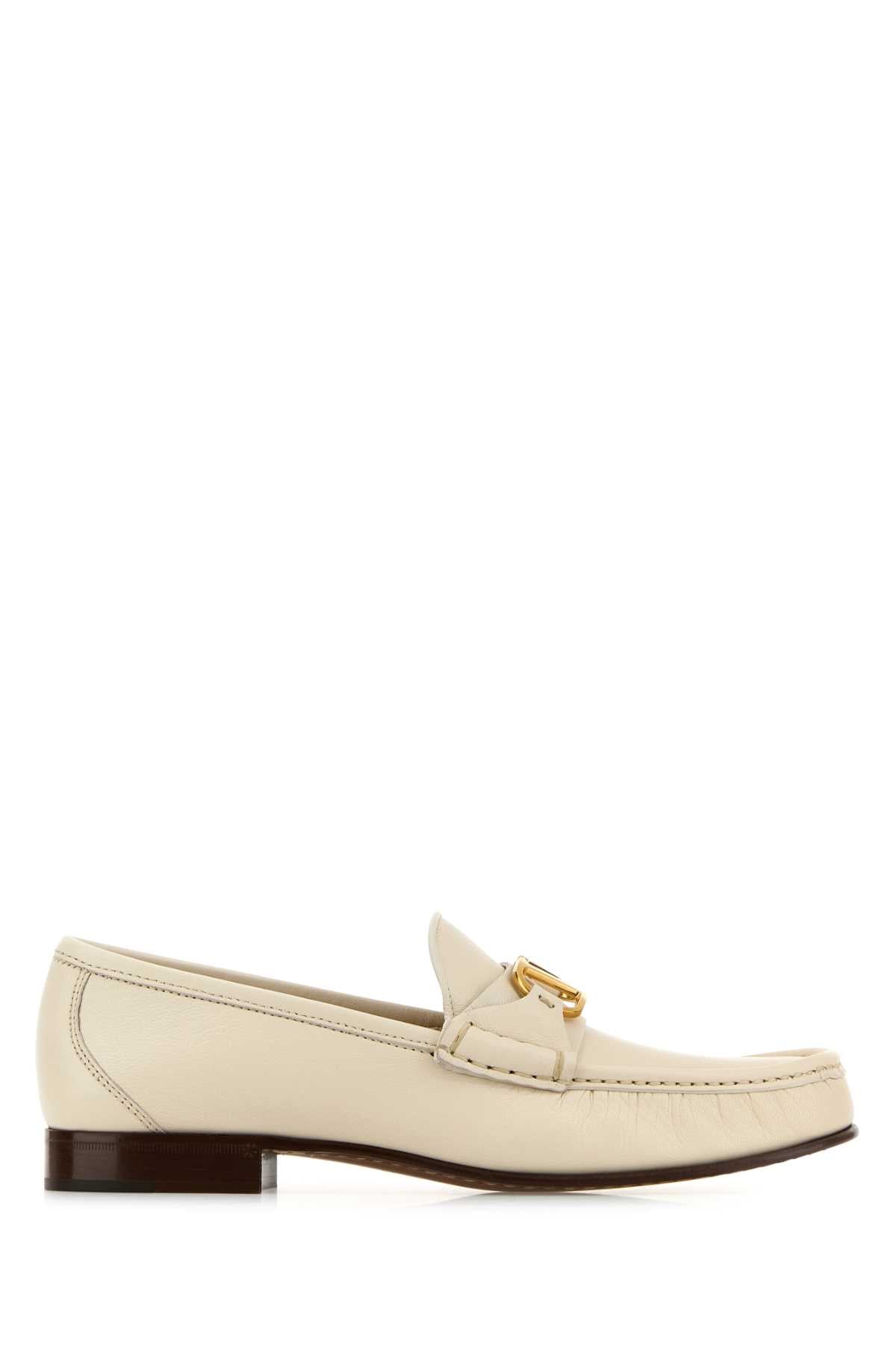 Valentino Garavani Women Ivory Leather Vlogo Loafers by Luosophy