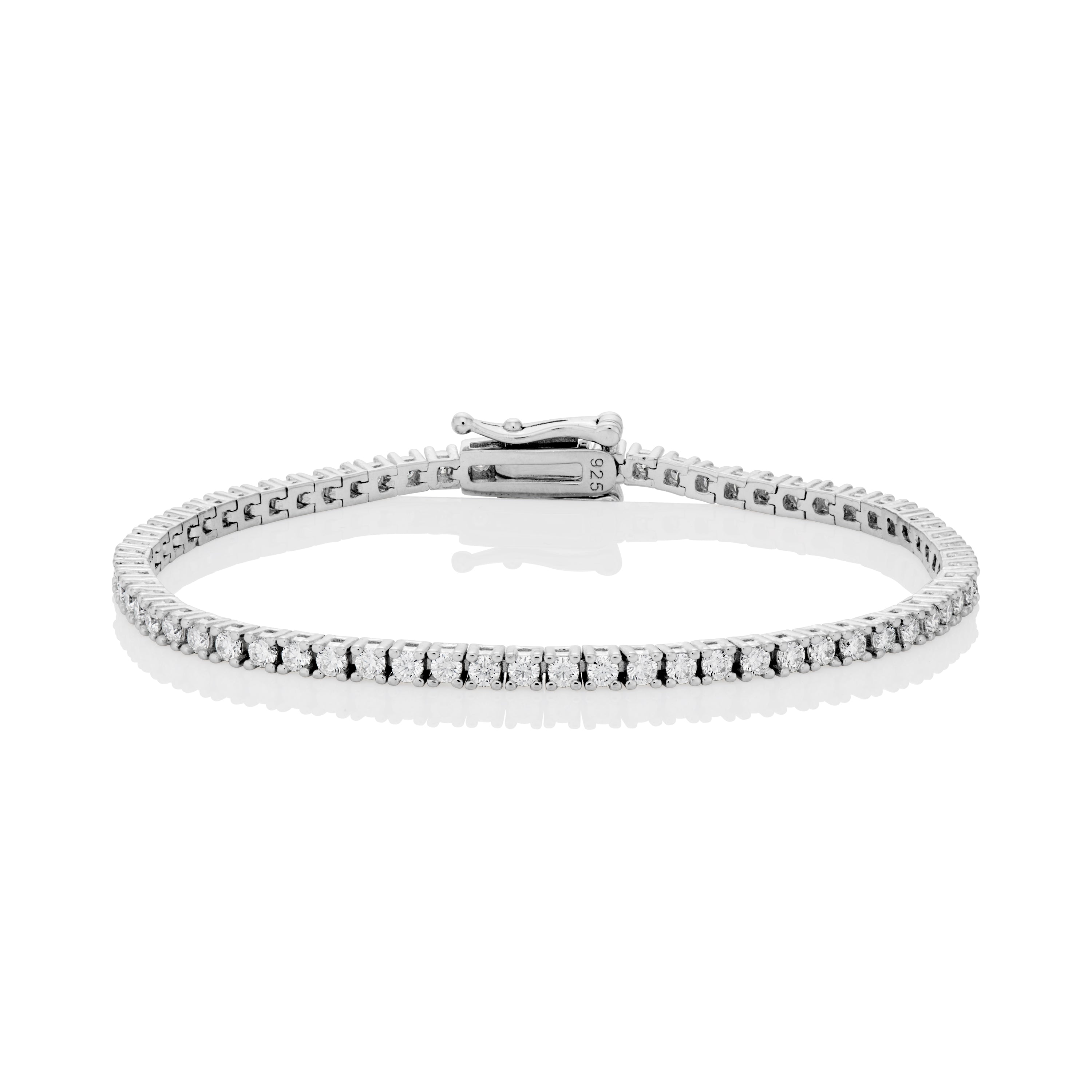 2mm Moissanite Tennis Bracelet in Solid 925 Silver by Jayco Jewelry