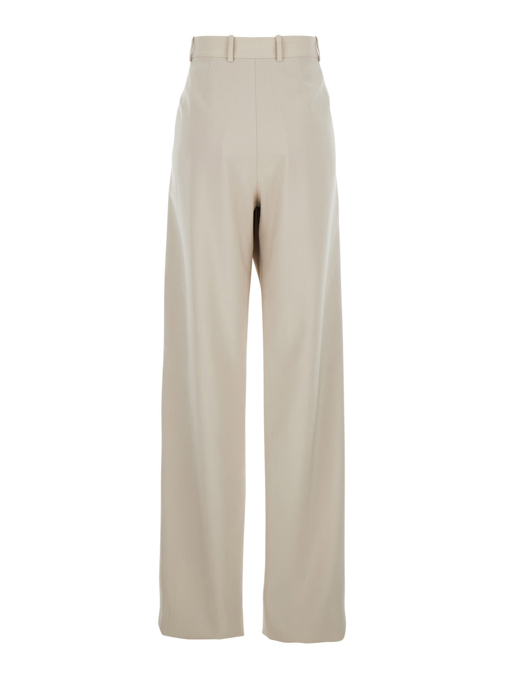 Saint Laurent Women Beige Pants With Belt Loops And Pences On The Front In Wool Woman by Luosophy