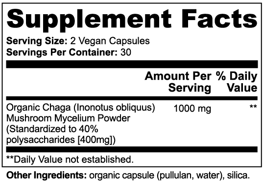 Organic Chaga Mushroom, 60 ct. by Minimo Nutrition