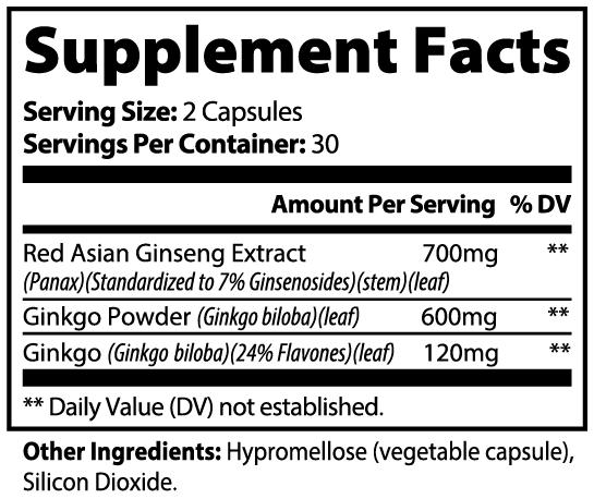 Ginkgo Biloba + Ginseng, 60 ct. by Minimo Nutrition