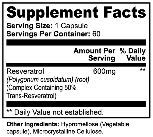 Resveratrol 600mg - Cellular Health & Antioxidant Capsules by Protein Zone
