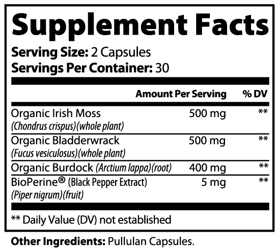 Sea Moss with Bladderwrack and Burdock Root, 60 ct. by Minimo Nutrition