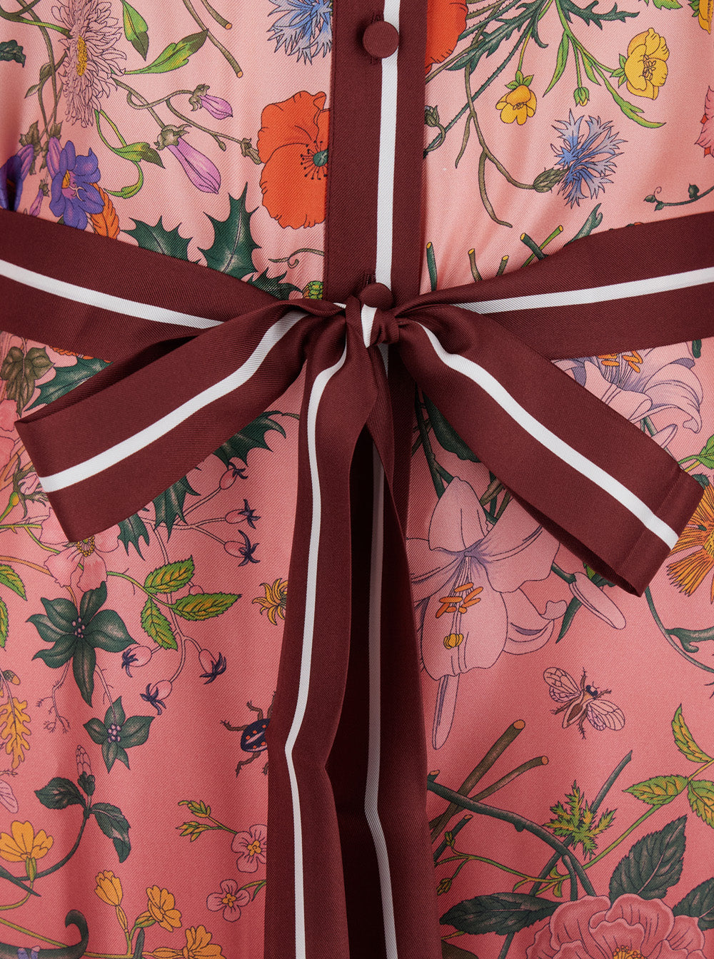 Gucci Women Bordeaux Gradient Dress With Removable Belt And All-Over Flora Print In Silk Woman