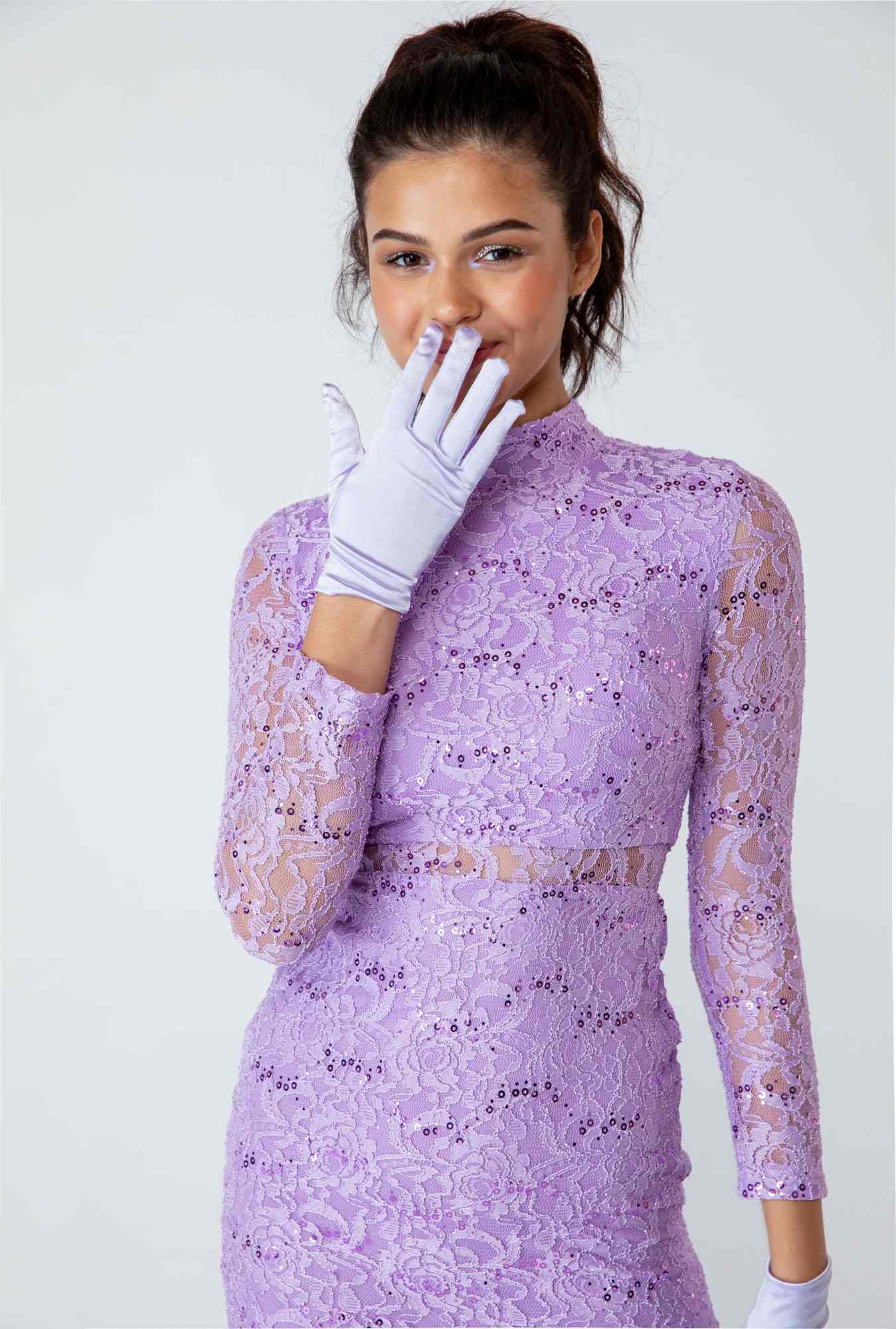 CLEARANCE - Eureka 2095 Long Sleeve Lace Dress Mock 2-Piece High Neck (Size XL) by DiscountDressShop